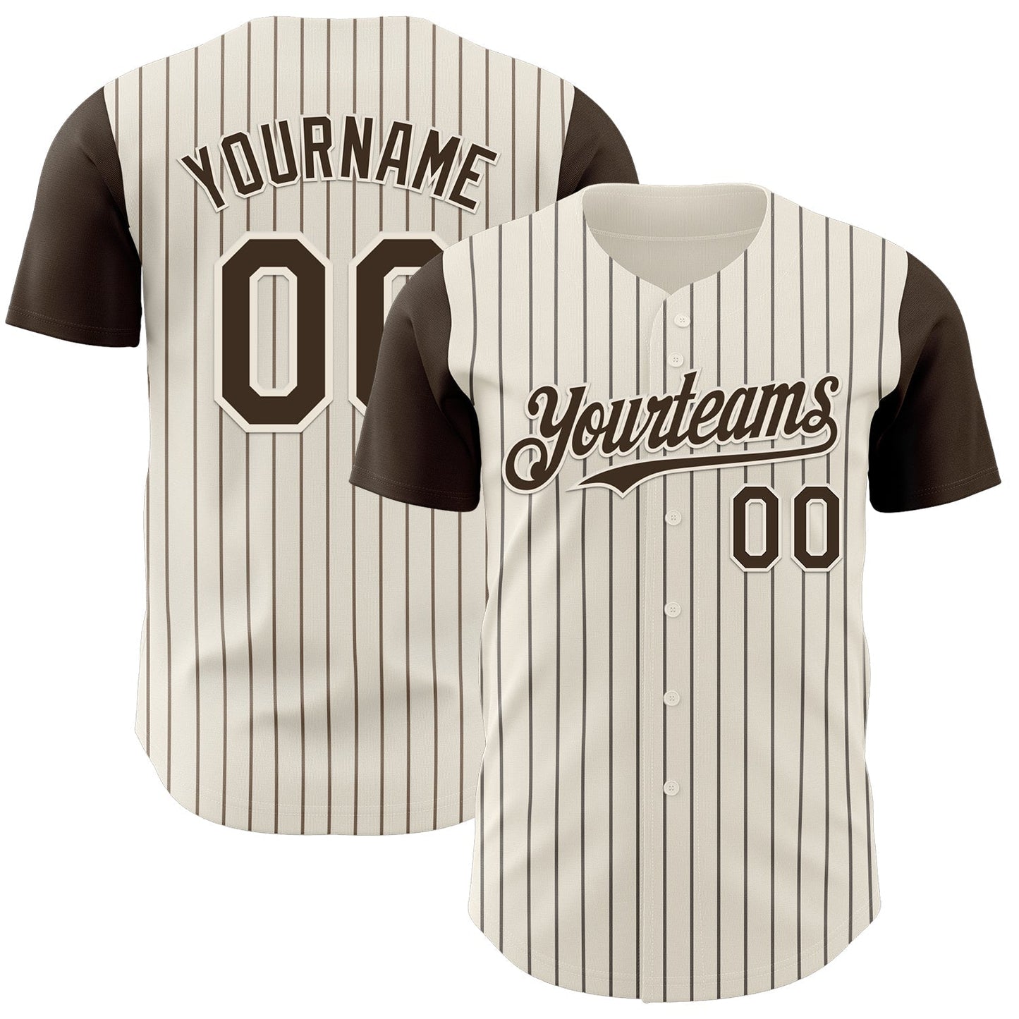 Custom Cream Brown Pinstripe Brown Authentic Two Tone Baseball Jersey baseball jersey product view 1