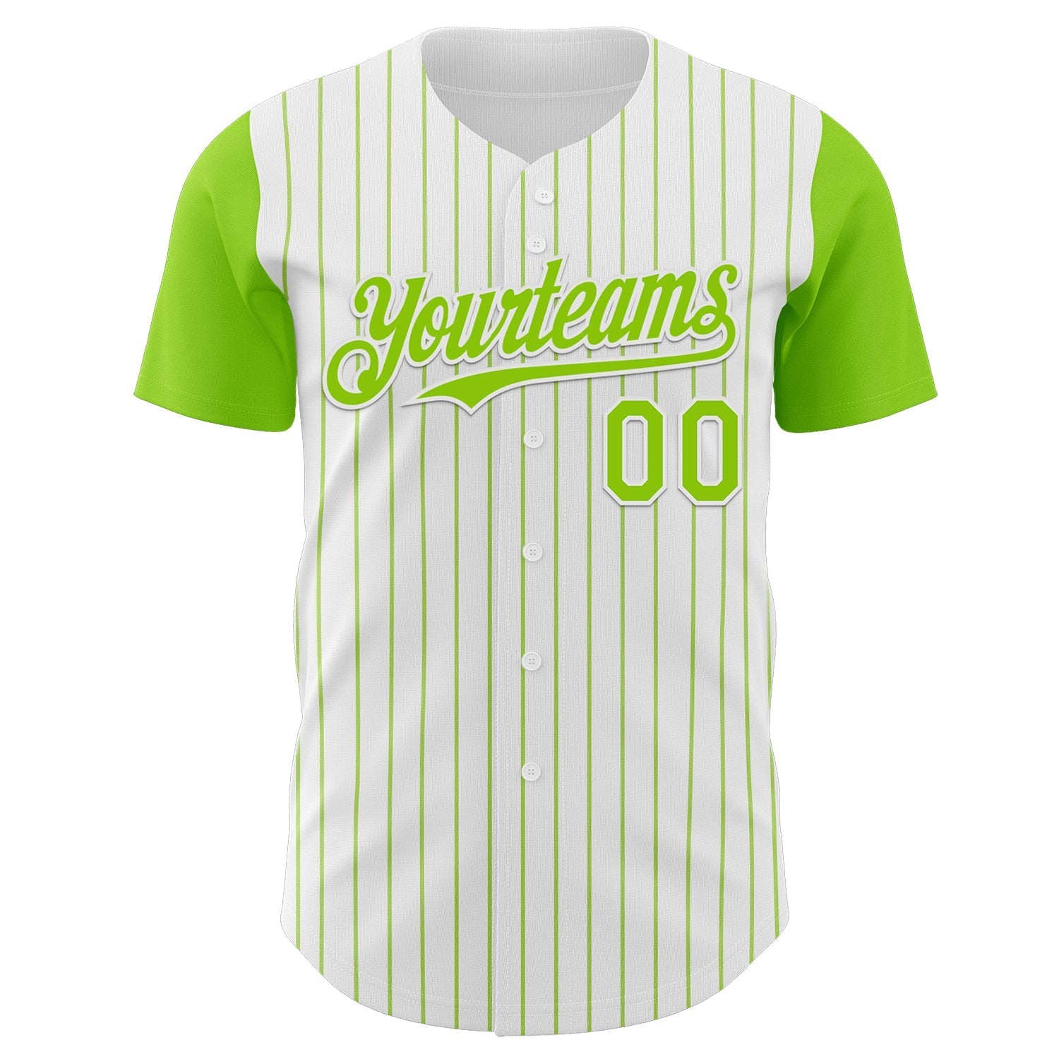 Custom White Neon Green Pinstripe Neon Green Authentic Two Tone Baseball Jersey baseball jersey product view 2