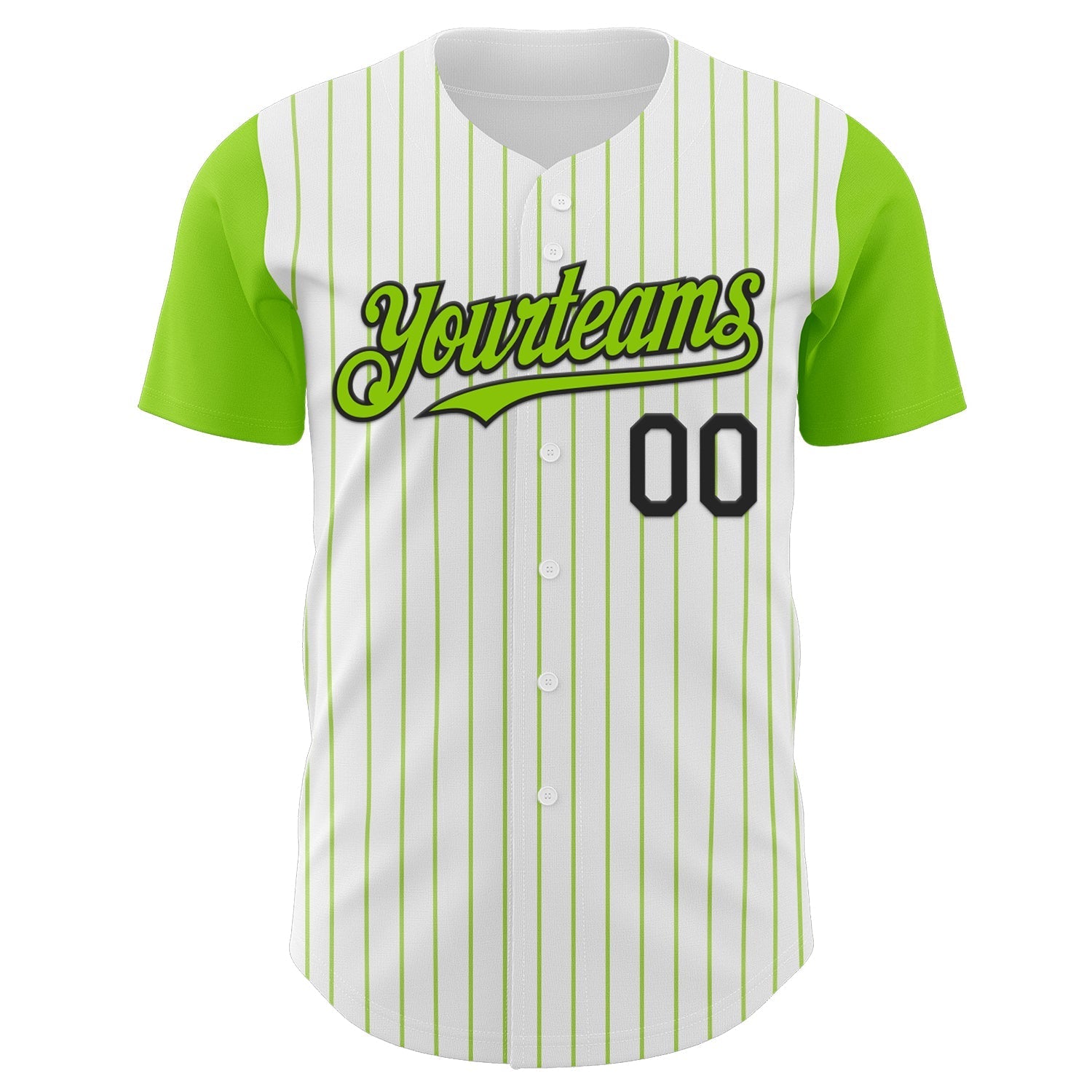Custom White Neon Green Pinstripe Black Authentic Two Tone Baseball Jersey baseball jersey product view 2