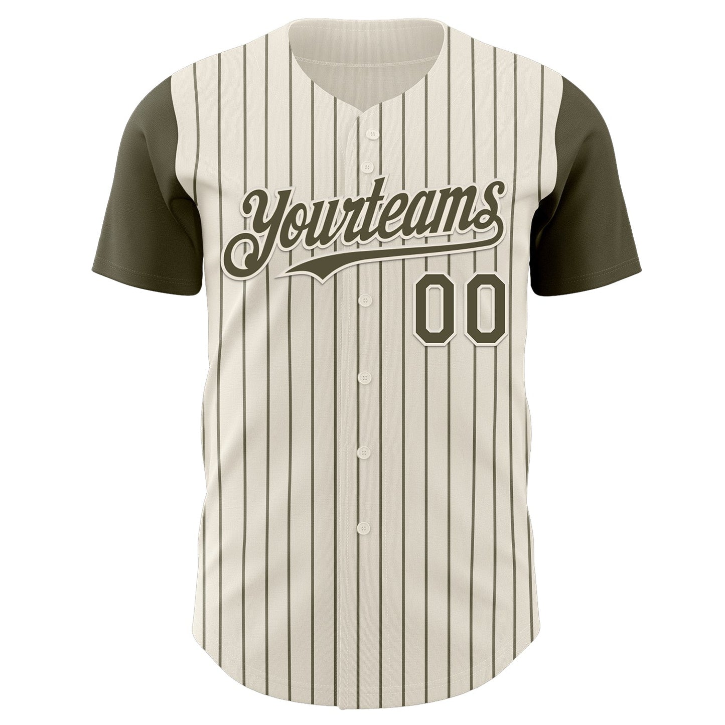 Custom Cream Olive Pinstripe Olive Authentic Two Tone Baseball Jersey baseball jersey product view 2