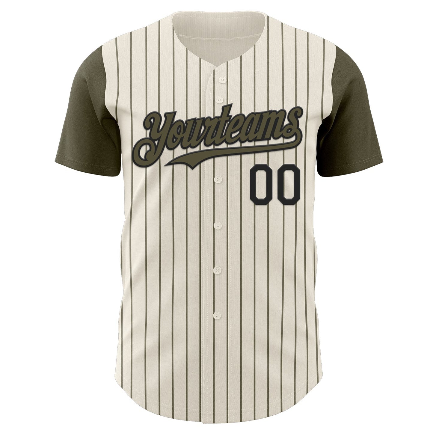Custom Cream Olive Pinstripe Black Authentic Two Tone Baseball Jersey baseball jersey product view 2