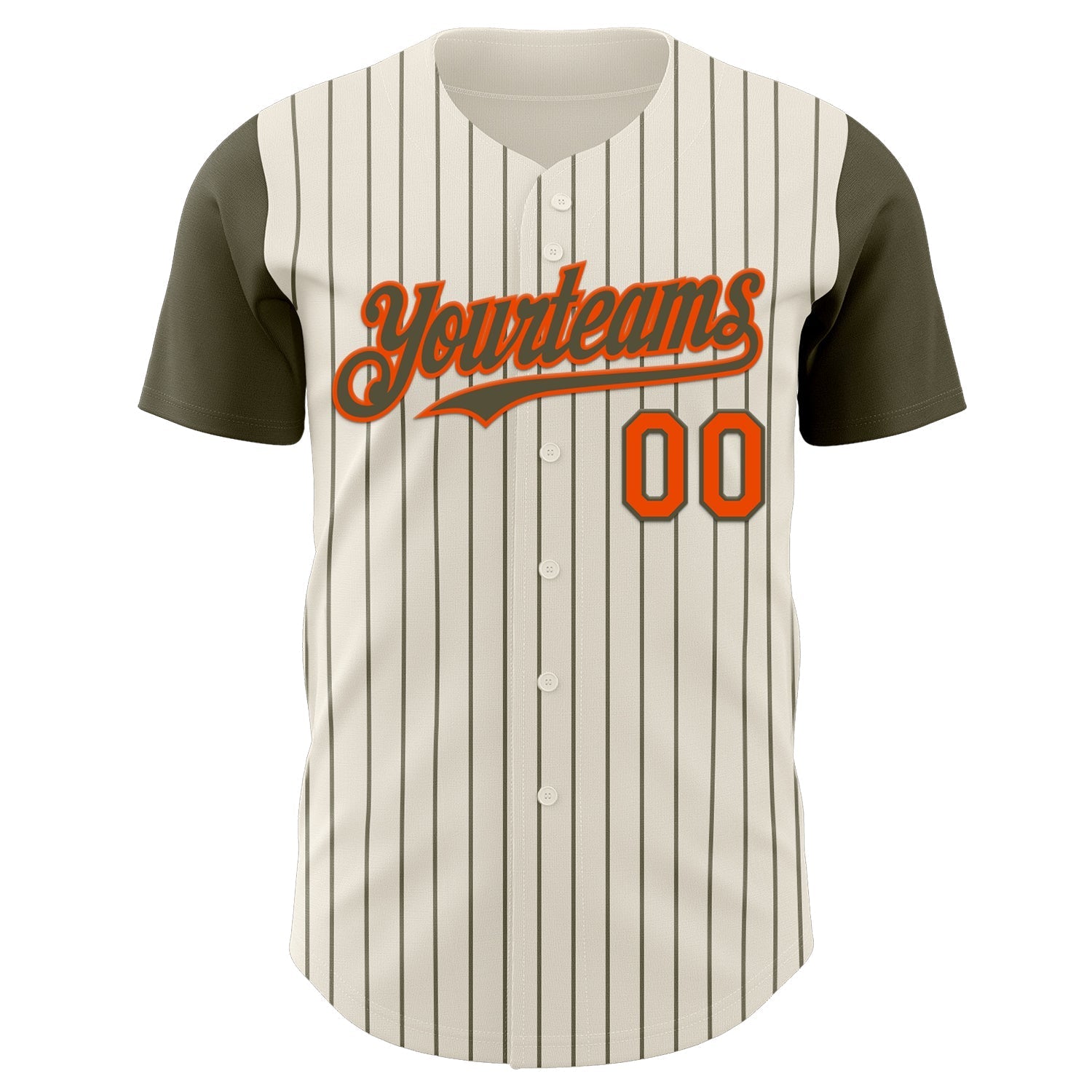 Custom Cream Olive Pinstripe Orange Authentic Two Tone Baseball Jersey baseball jersey product view 2