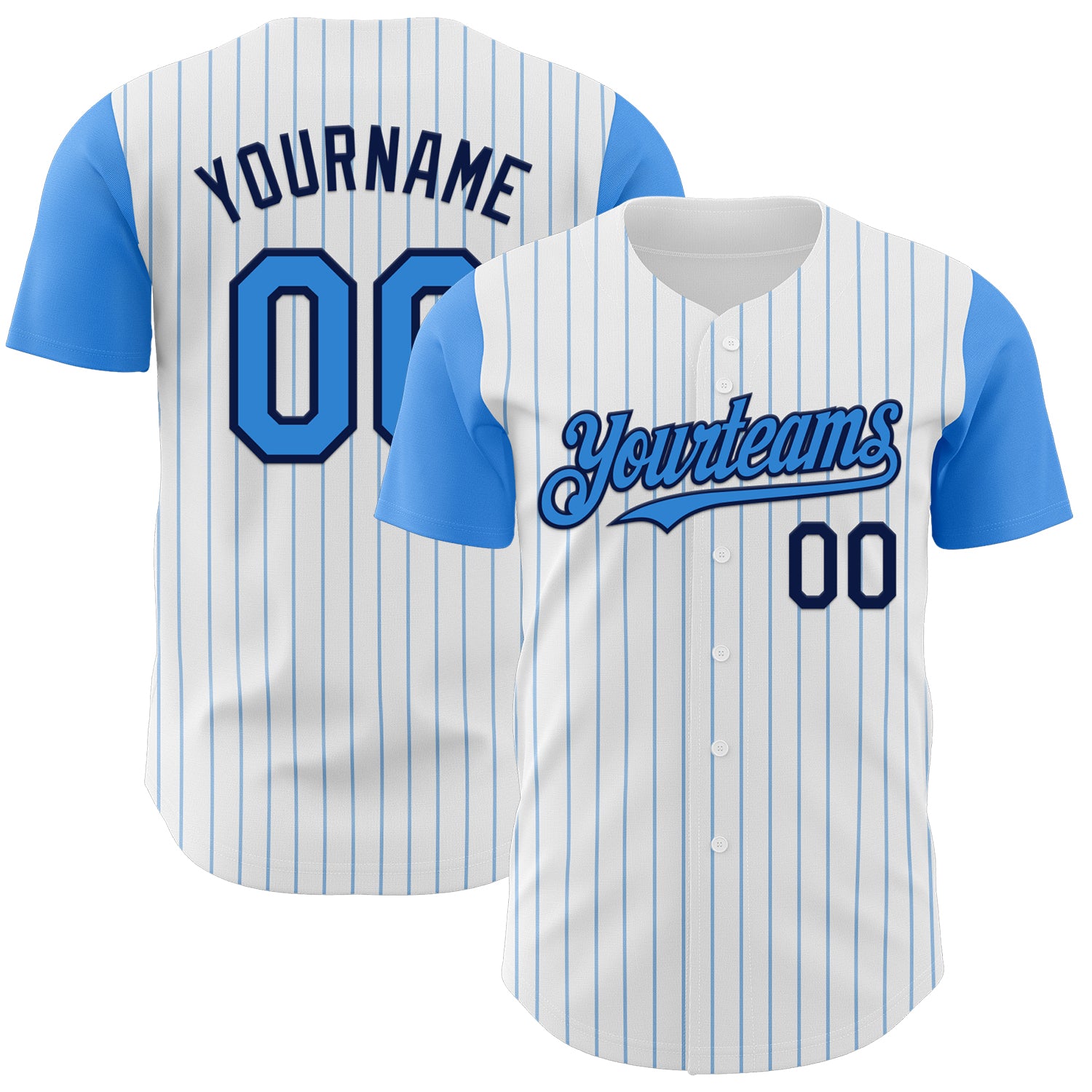 Custom White Electric Blue Pinstripe Navy Authentic Two Tone Baseball Jersey baseball jersey product view 1