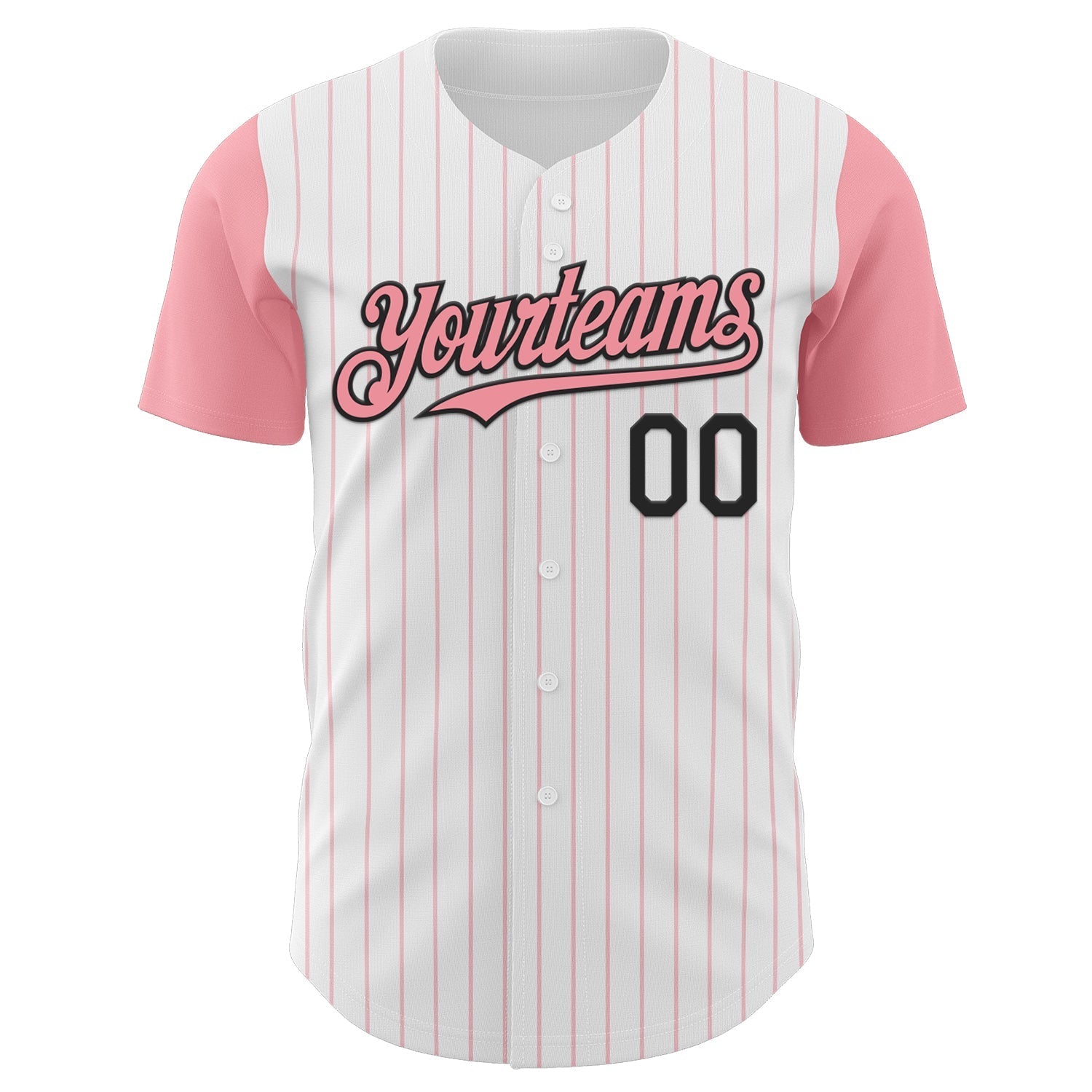 Custom White Medium Pink Pinstripe Black Authentic Two Tone Baseball Jersey baseball jersey product view 2