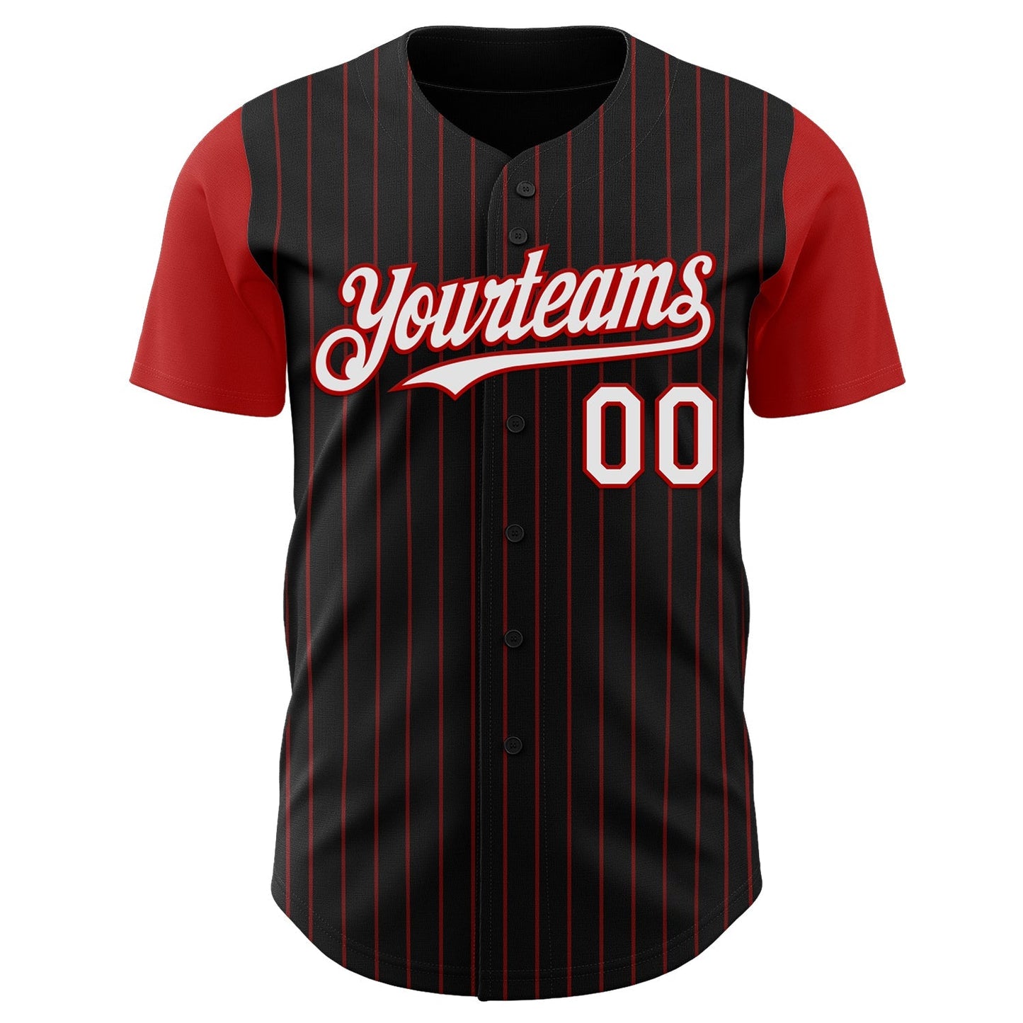 Custom Black Red Pinstripe White Authentic Two Tone Baseball Jersey baseball jersey product view 2