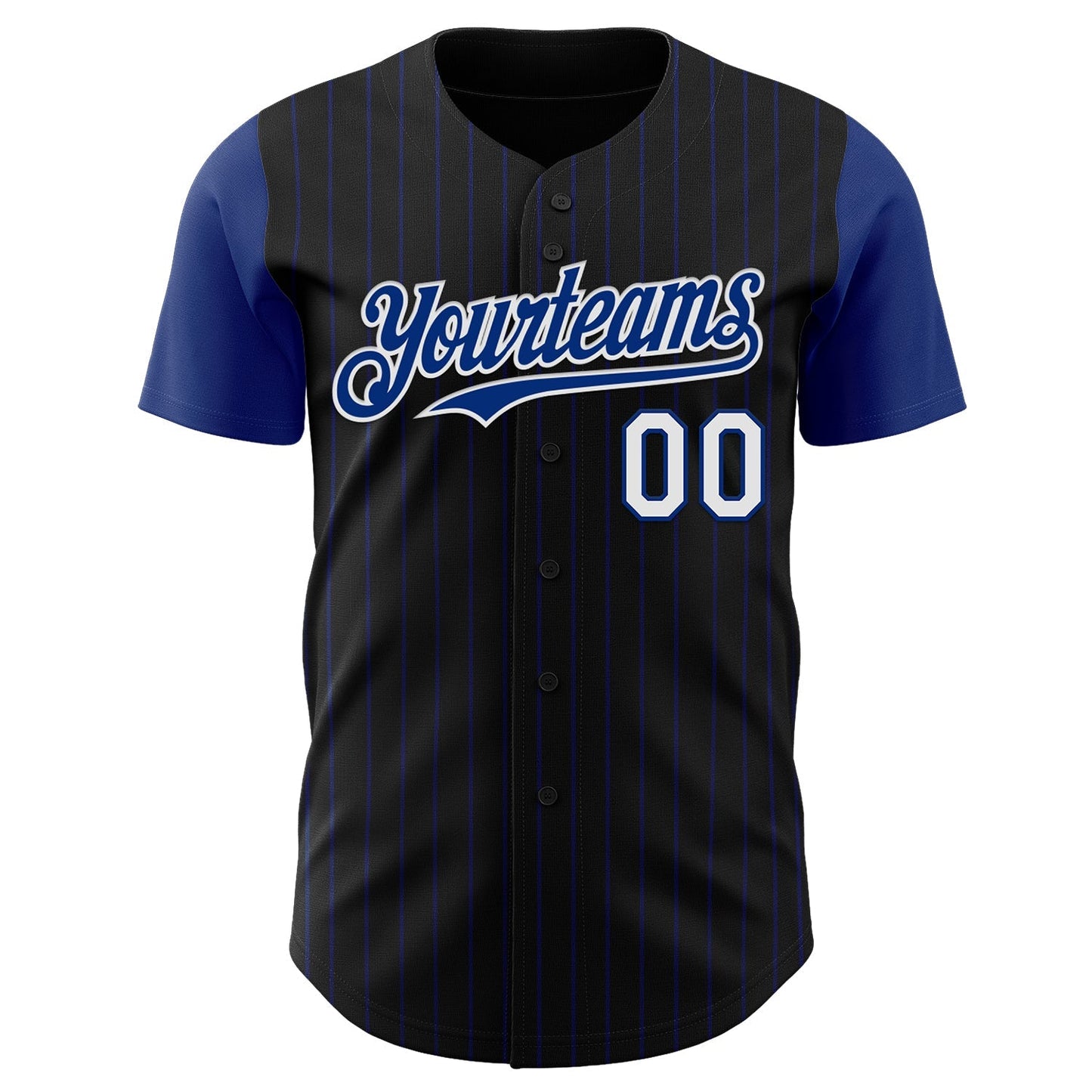 Custom Black Royal Pinstripe White Authentic Two Tone Baseball Jersey baseball jersey product view 2