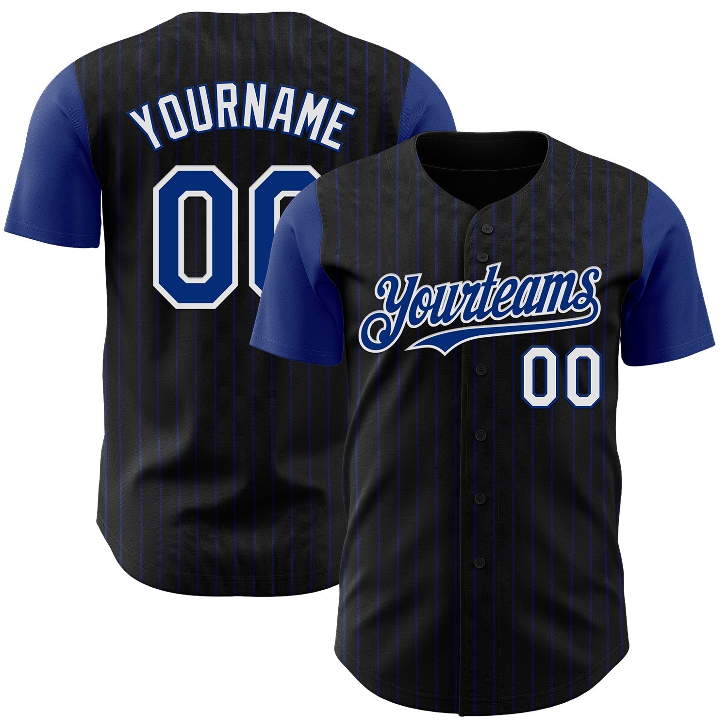 Custom Black Royal Pinstripe White Authentic Two Tone Baseball Jersey baseball jersey product view 1