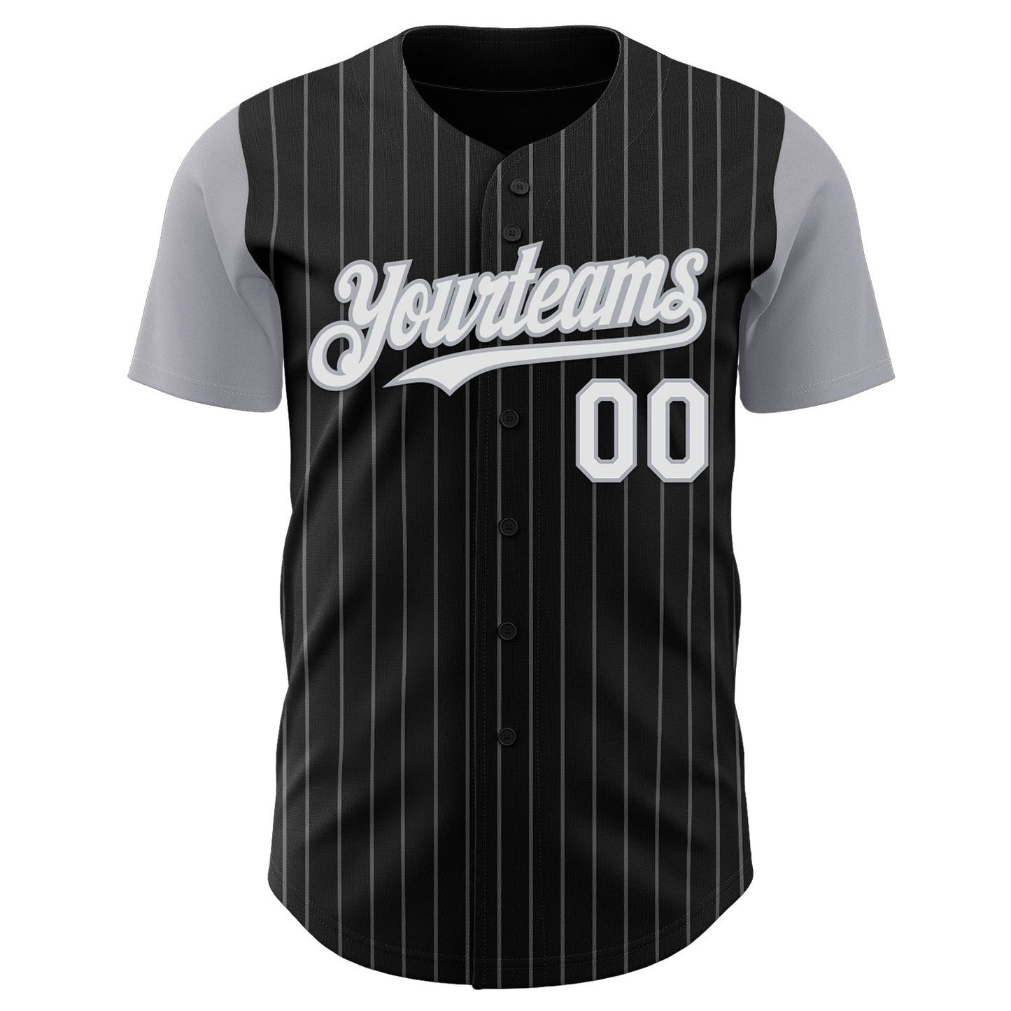 Custom Black Gray Pinstripe White Authentic Two Tone Baseball Jersey baseball jersey product view 2