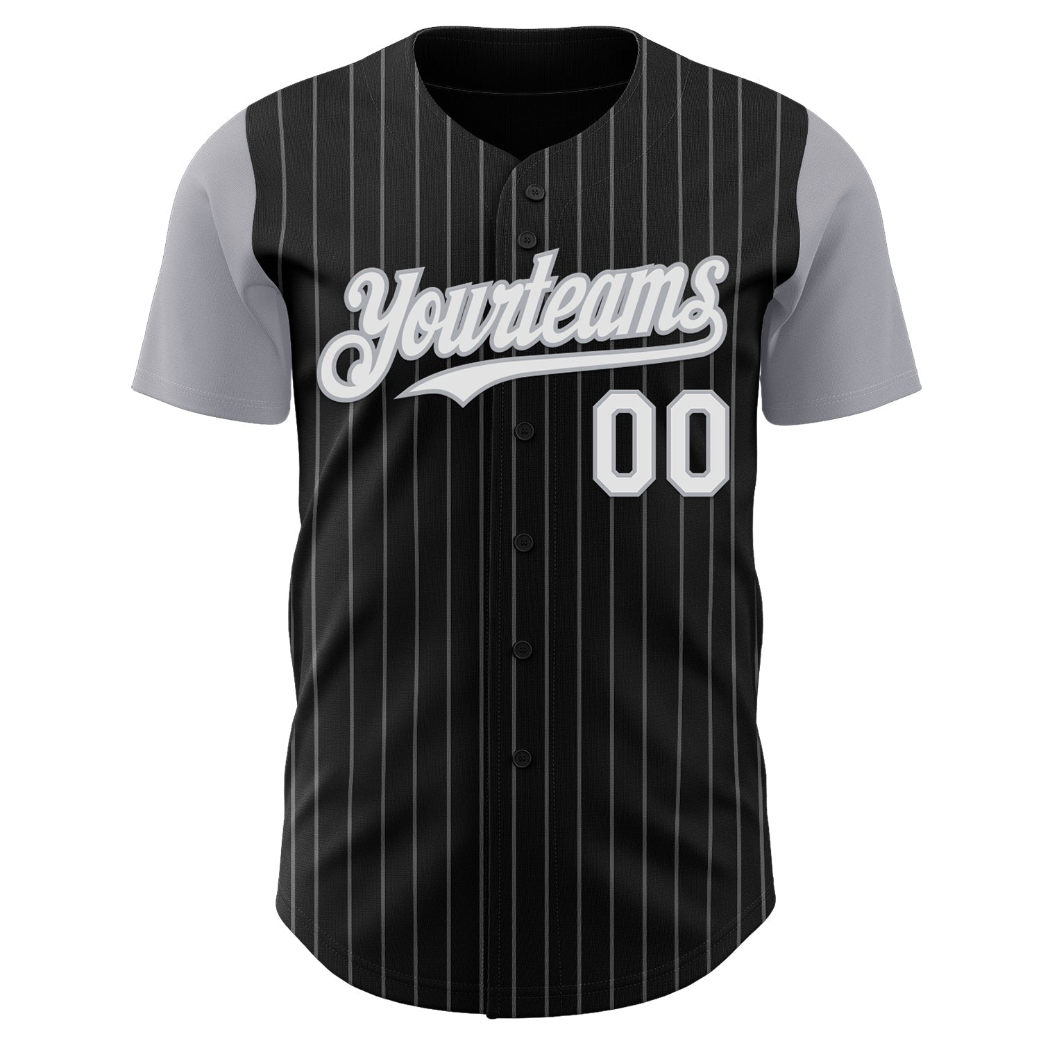 Custom Black Gray Pinstripe White Authentic Two Tone Baseball Jersey baseball jersey product view 2