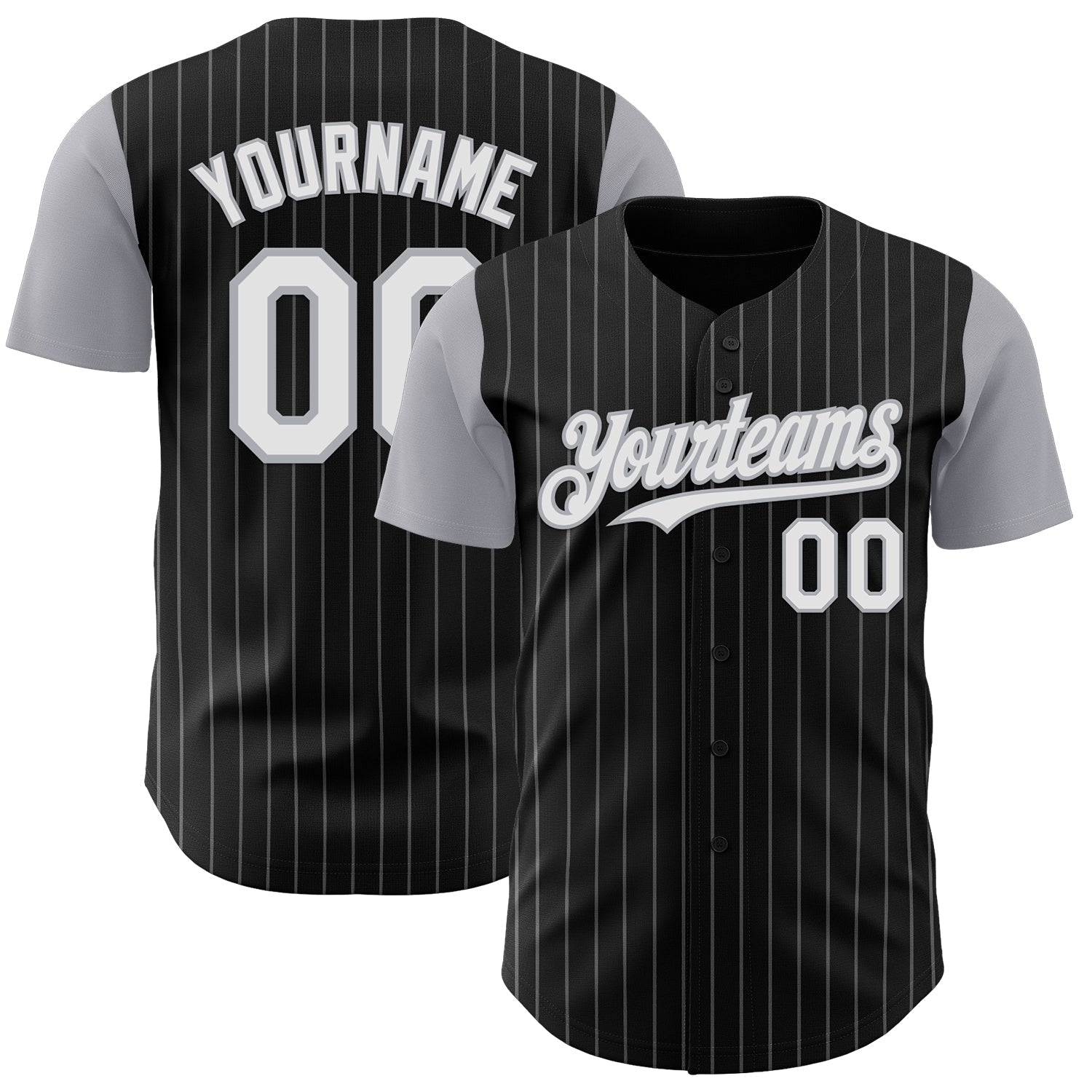 Custom Black Gray Pinstripe White Authentic Two Tone Baseball Jersey baseball jersey product view 1