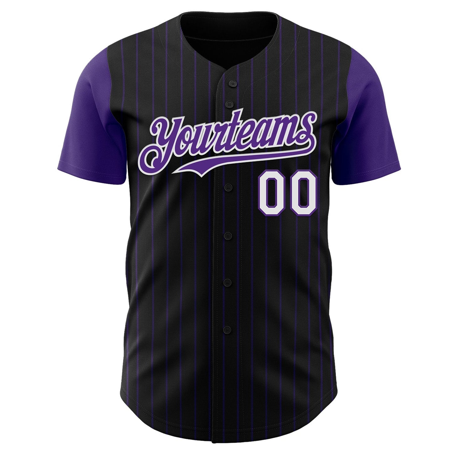 Custom Black Purple Pinstripe White Authentic Two Tone Baseball Jersey baseball jersey product view 2