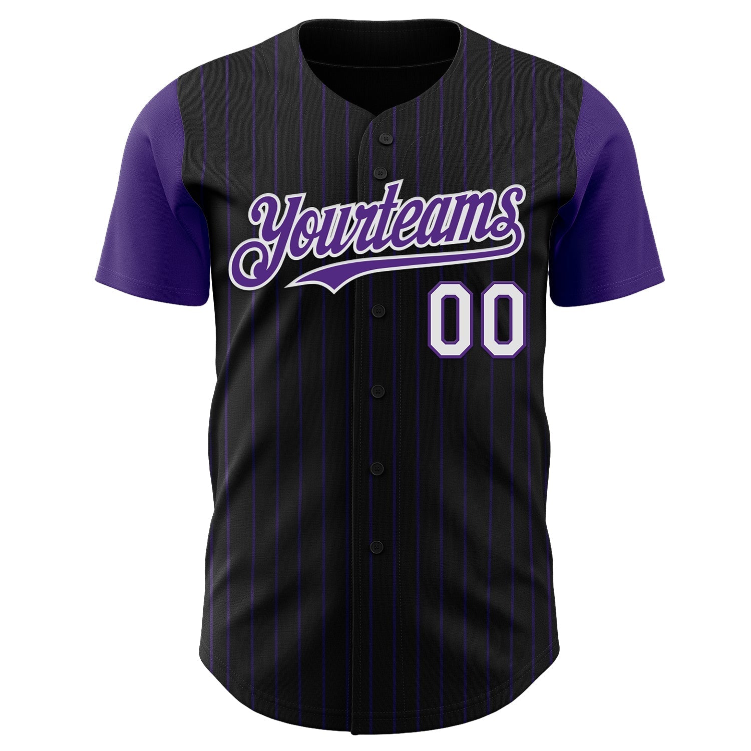 Custom Black Purple Pinstripe White Authentic Two Tone Baseball Jersey baseball jersey product view 2