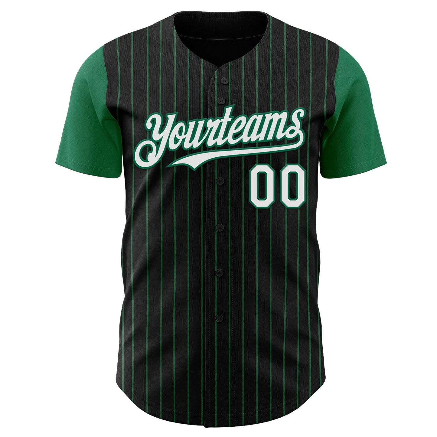 Custom Black Kelly Green Pinstripe White Authentic Two Tone Baseball Jersey baseball jersey product view 2