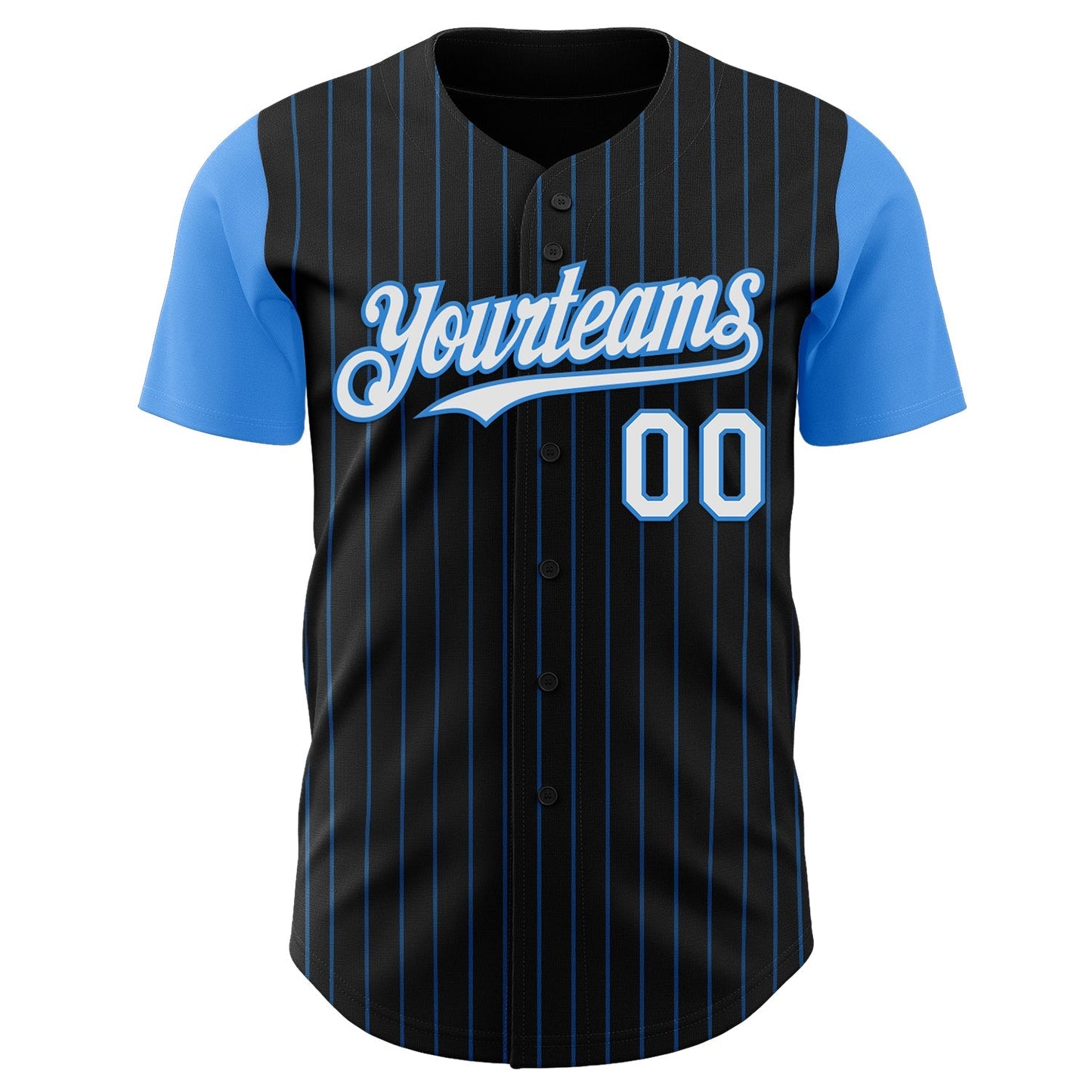 Custom Black Electric Blue Pinstripe White Authentic Two Tone Baseball Jersey baseball jersey product view 2