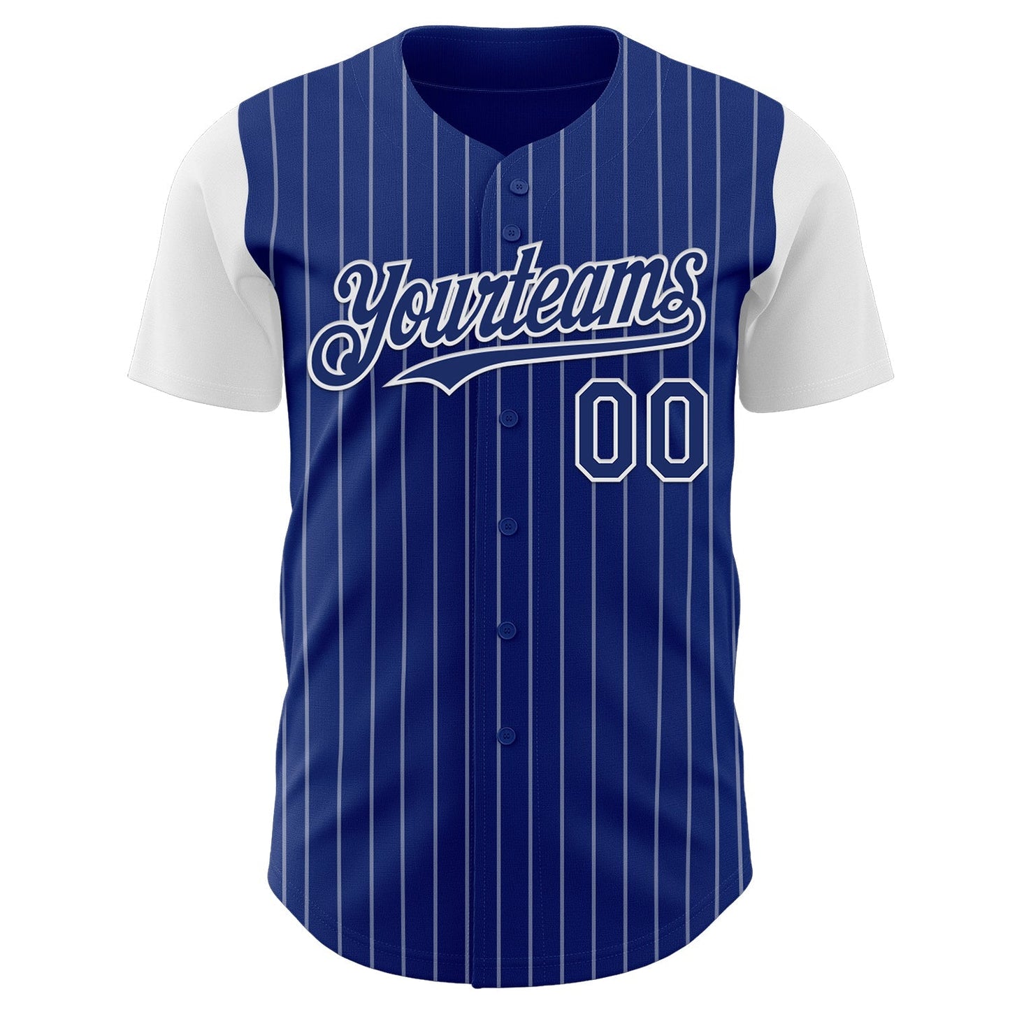 Custom Royal White Pinstripe White Authentic Two Tone Baseball Jersey baseball jersey product view 2