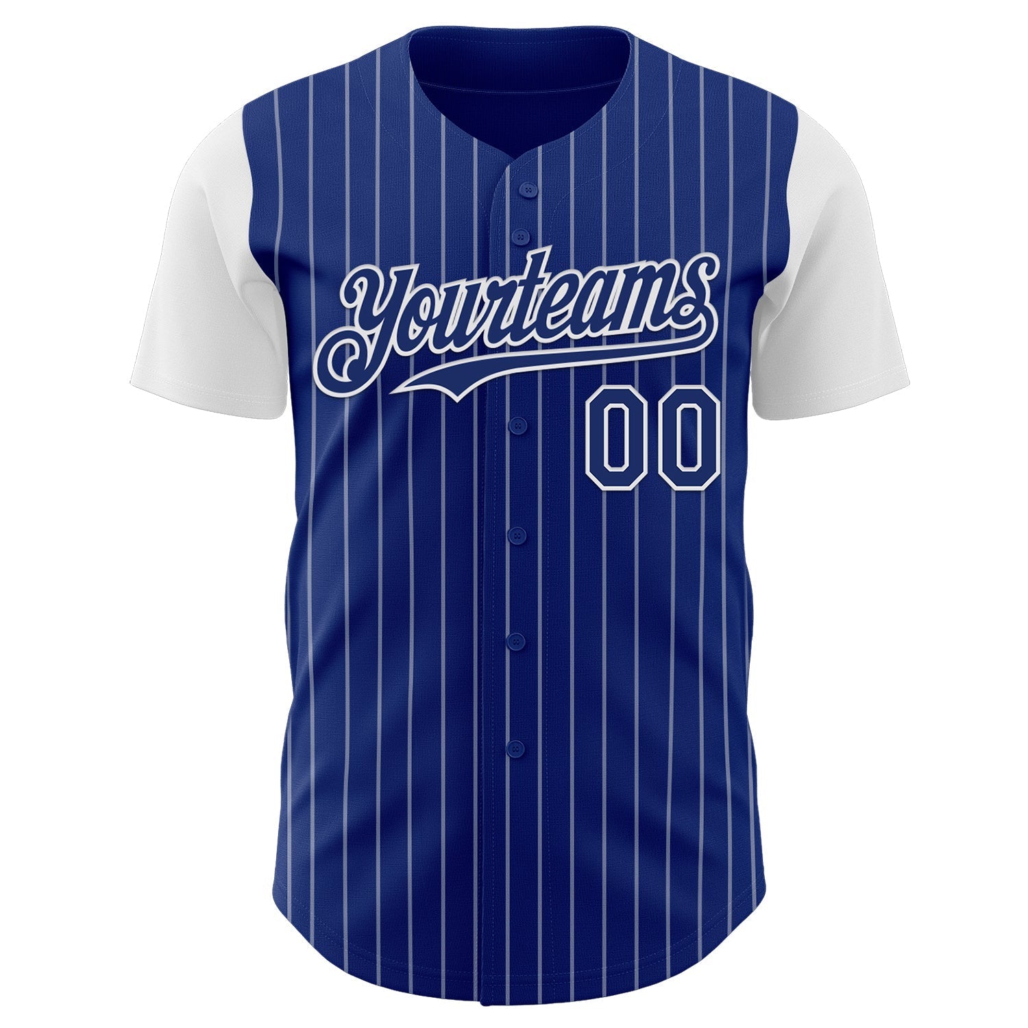 Custom Royal White Pinstripe White Authentic Two Tone Baseball Jersey baseball jersey product view 2