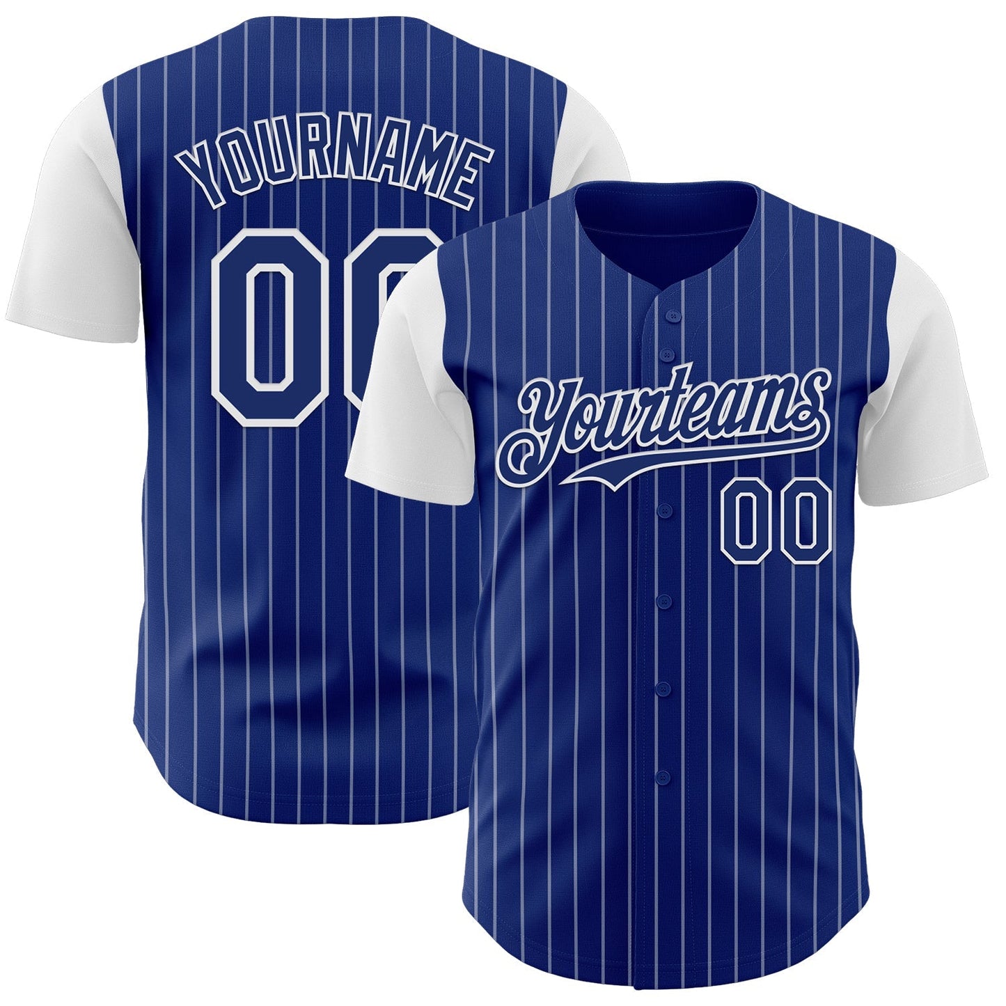 Custom Royal White Pinstripe White Authentic Two Tone Baseball Jersey baseball jersey product view 1