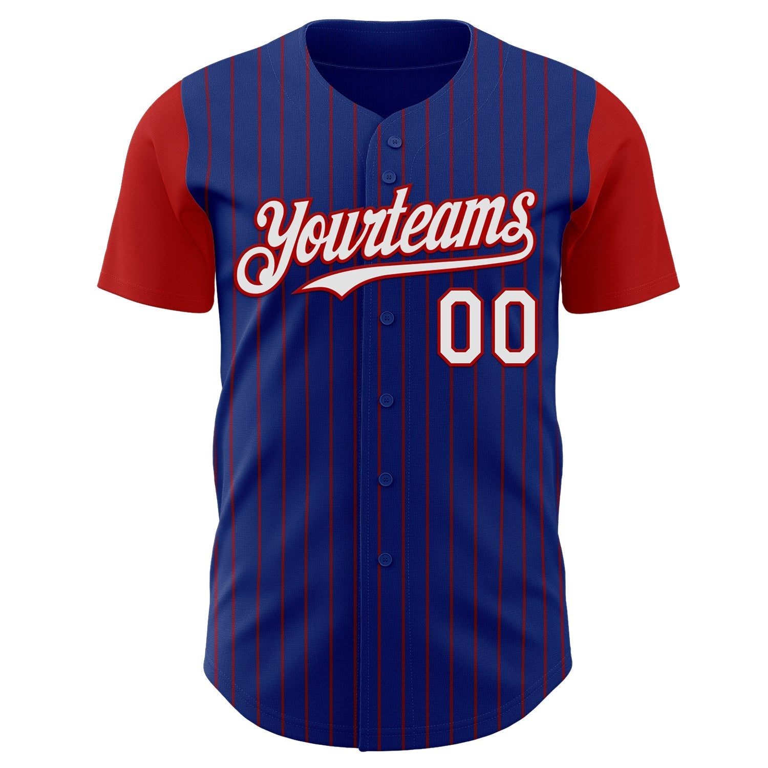 Custom Royal Red Pinstripe White Authentic Two Tone Baseball Jersey baseball jersey product view 2
