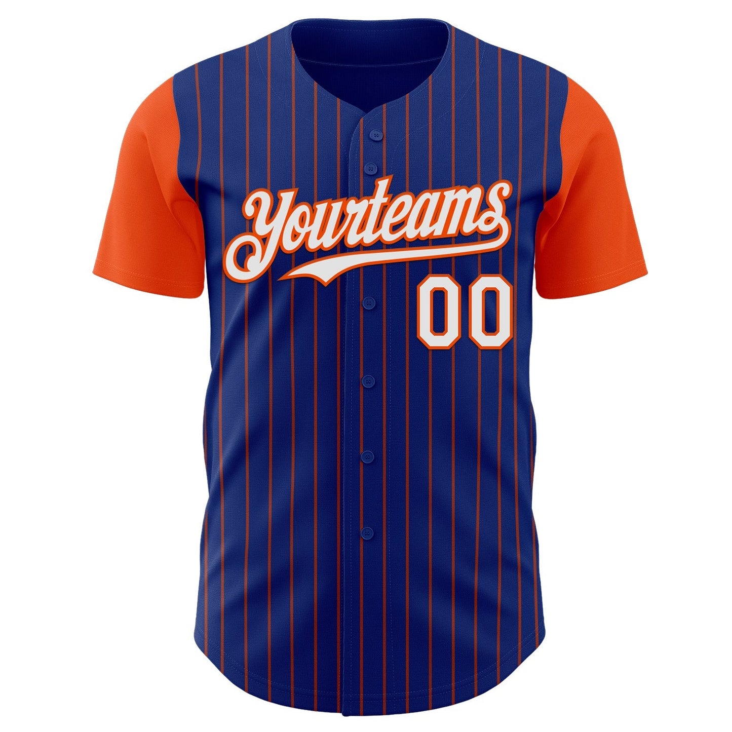 Custom Royal Orange Pinstripe White Authentic Two Tone Baseball Jersey baseball jersey product view 2
