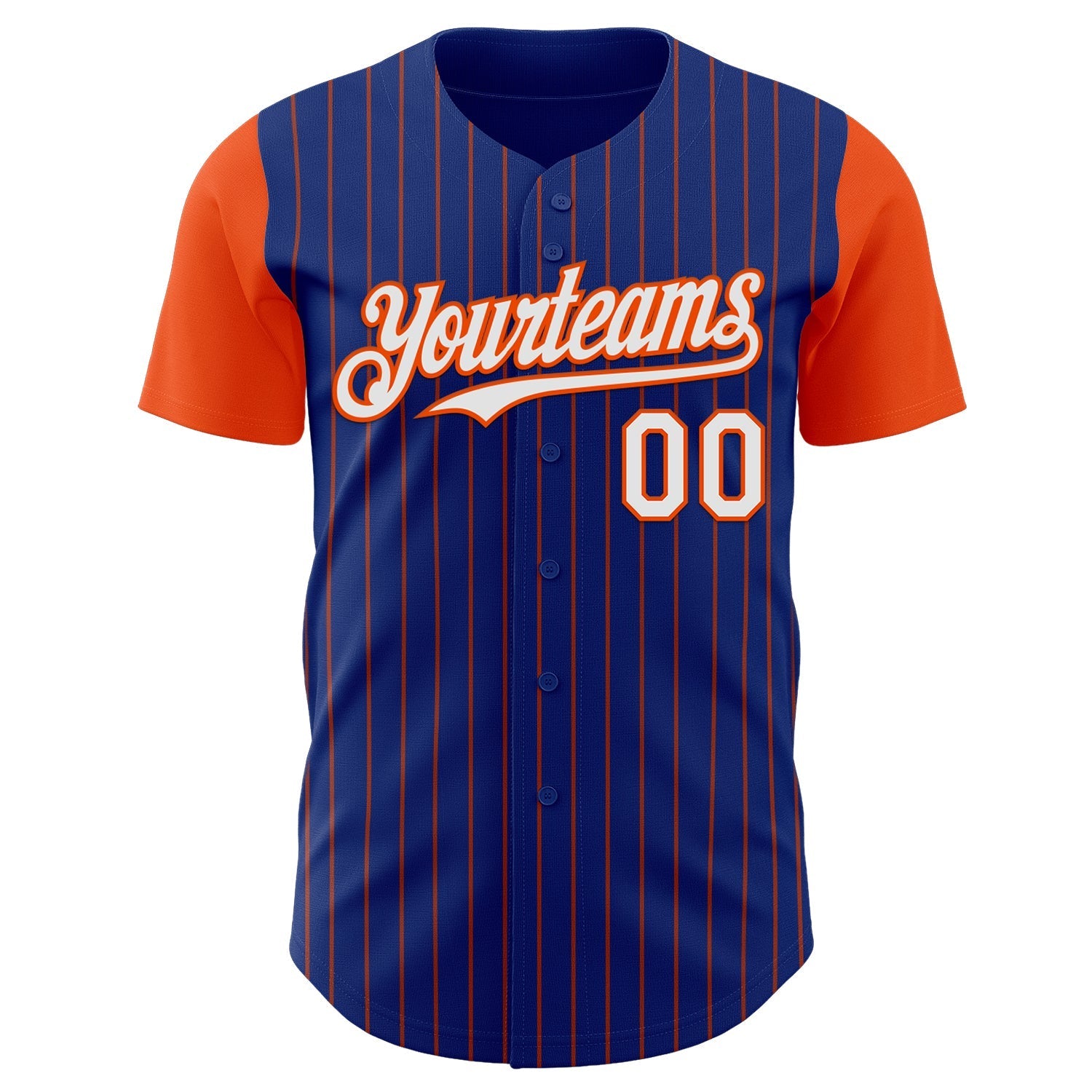 Custom Royal Orange Pinstripe White Authentic Two Tone Baseball Jersey baseball jersey product view 2
