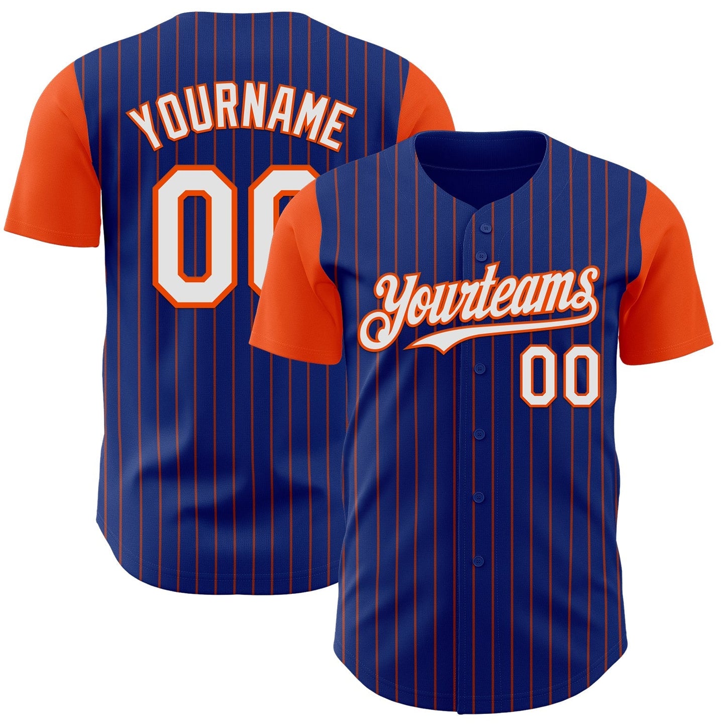 Custom Royal Orange Pinstripe White Authentic Two Tone Baseball Jersey baseball jersey product view 1