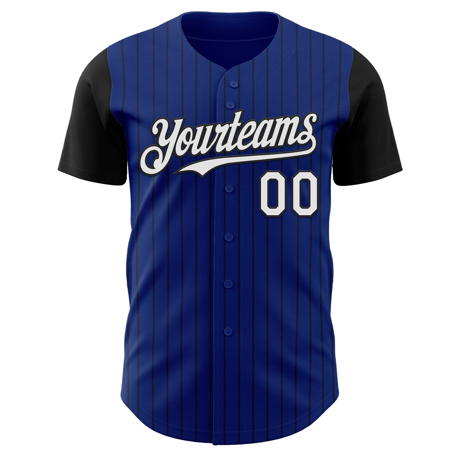 Custom Royal Black Pinstripe White Authentic Two Tone Baseball Jersey baseball jersey product view 2