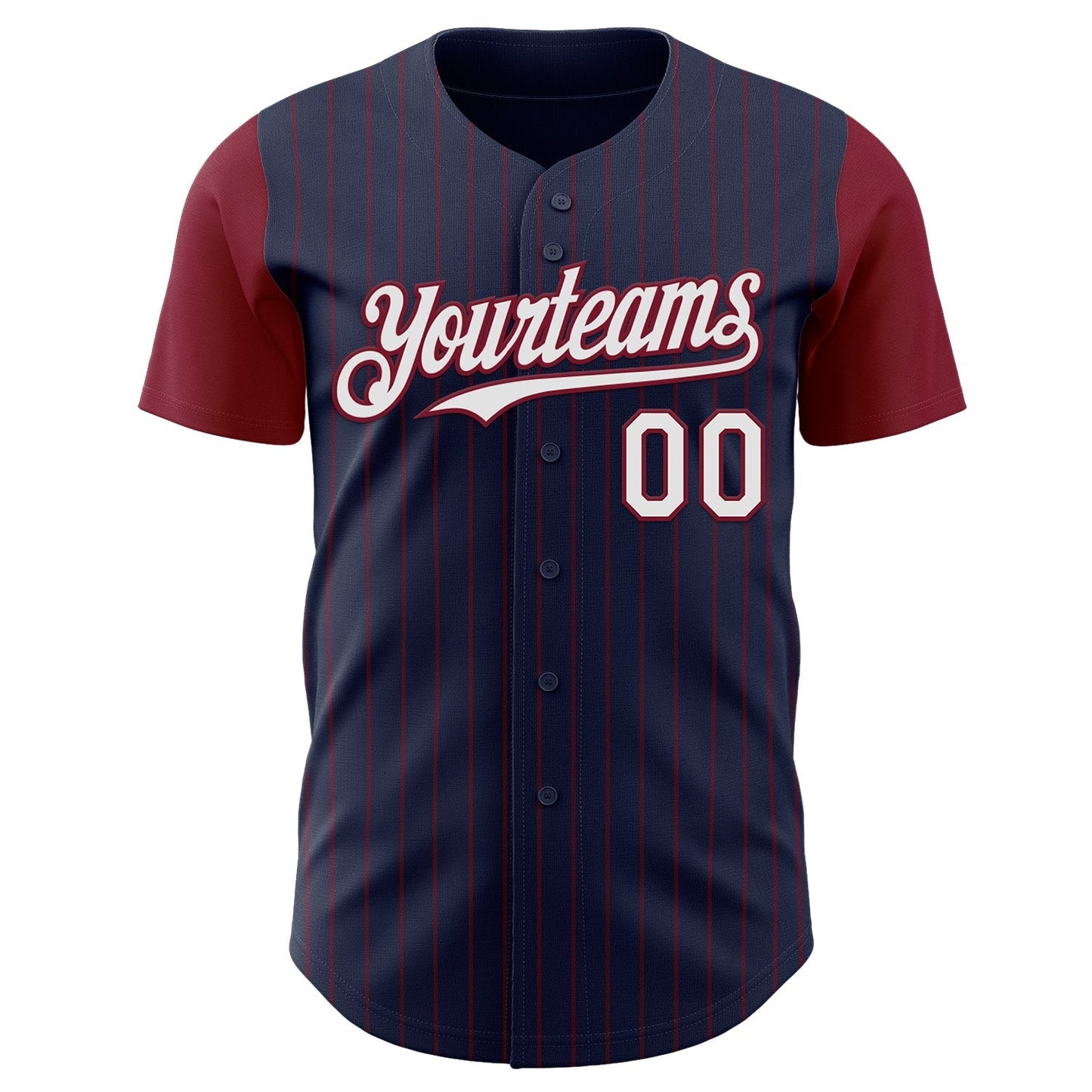 Custom Navy Crimson Pinstripe White Authentic Two Tone Baseball Jersey baseball jersey product view 2