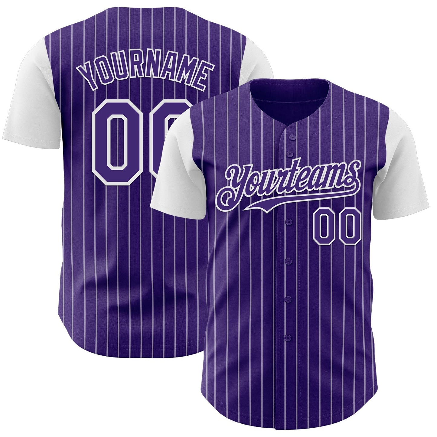 Custom Purple White Pinstripe White Authentic Two Tone Baseball Jersey baseball jersey product view 1