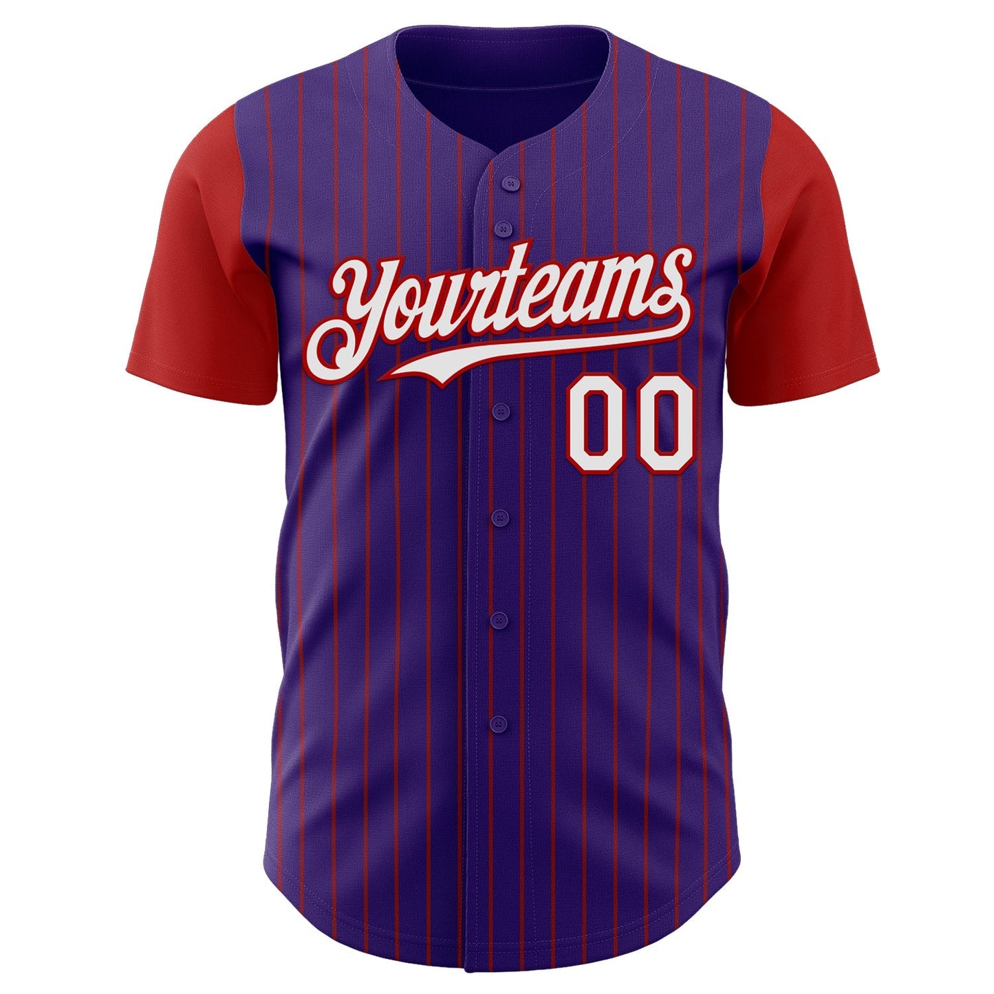 Custom Purple Red Pinstripe White Authentic Two Tone Baseball Jersey baseball jersey product view 2