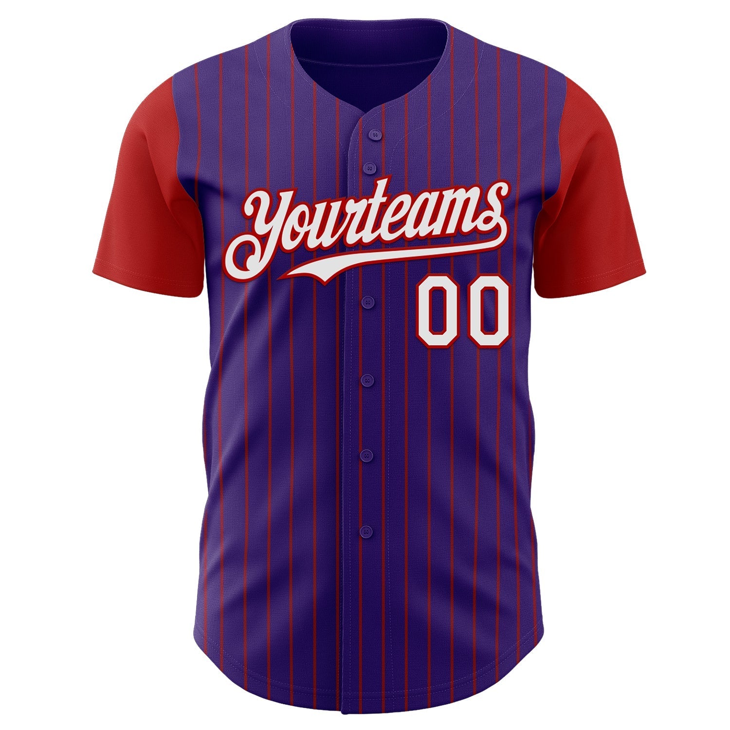 Custom Purple Red Pinstripe White Authentic Two Tone Baseball Jersey baseball jersey product view 2