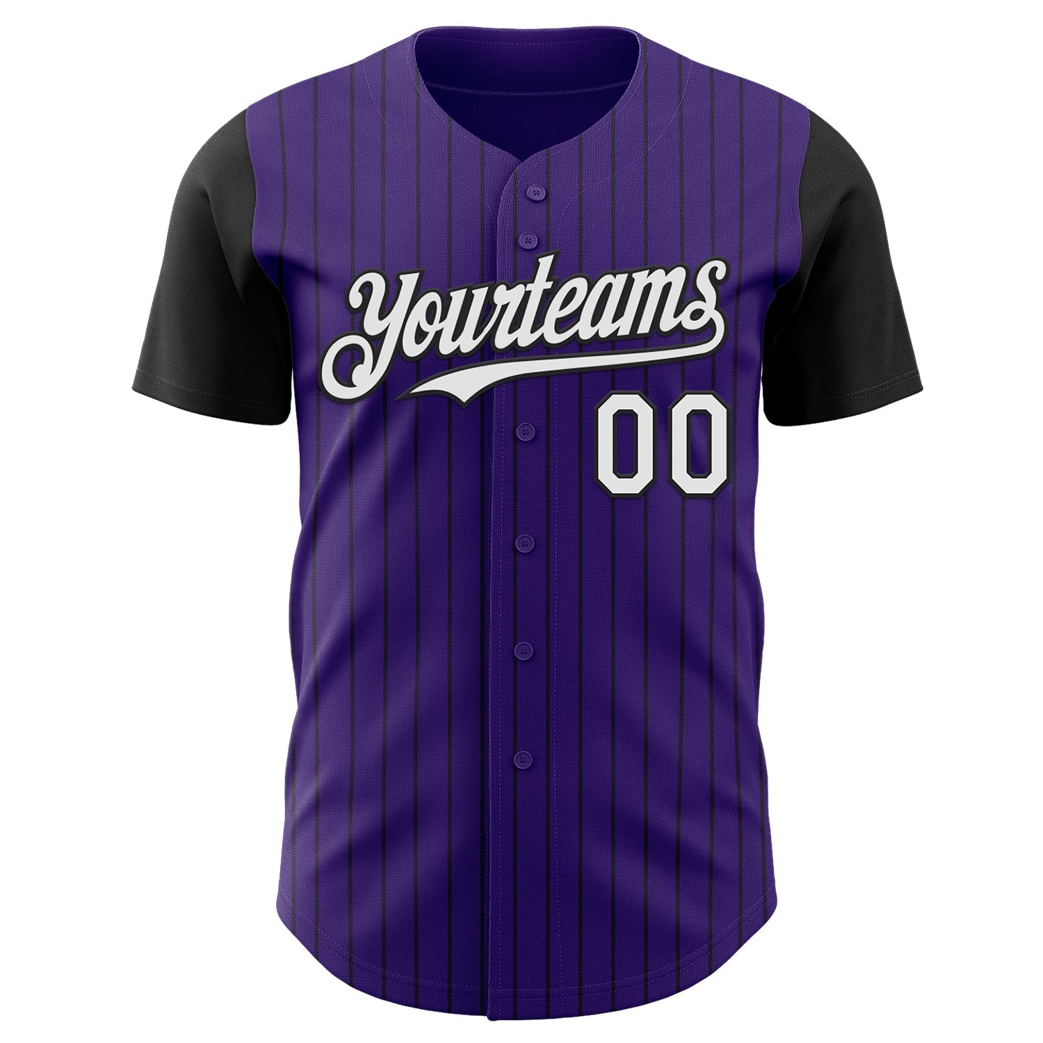 Custom Purple Black Pinstripe White Authentic Two Tone Baseball Jersey baseball jersey product view 2