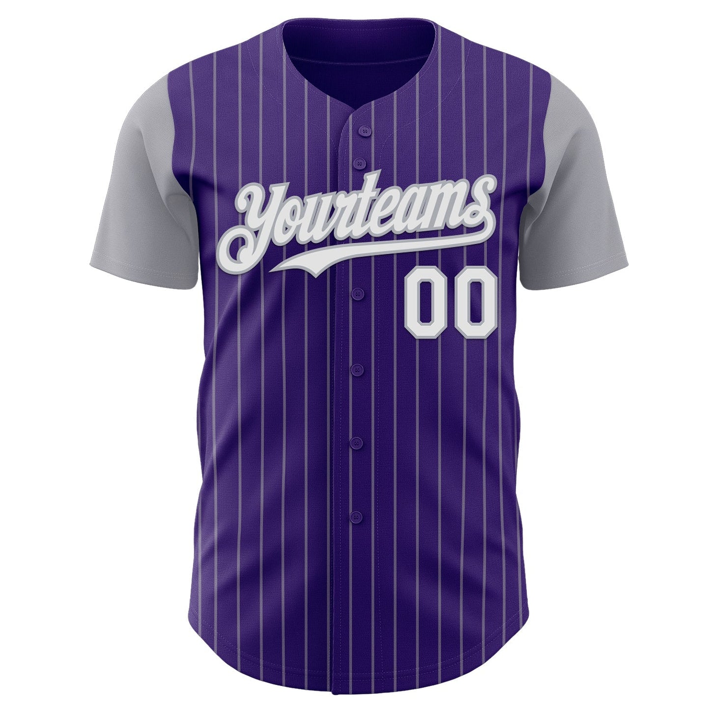 Custom Purple Gray Pinstripe White Authentic Two Tone Baseball Jersey baseball jersey product view 2