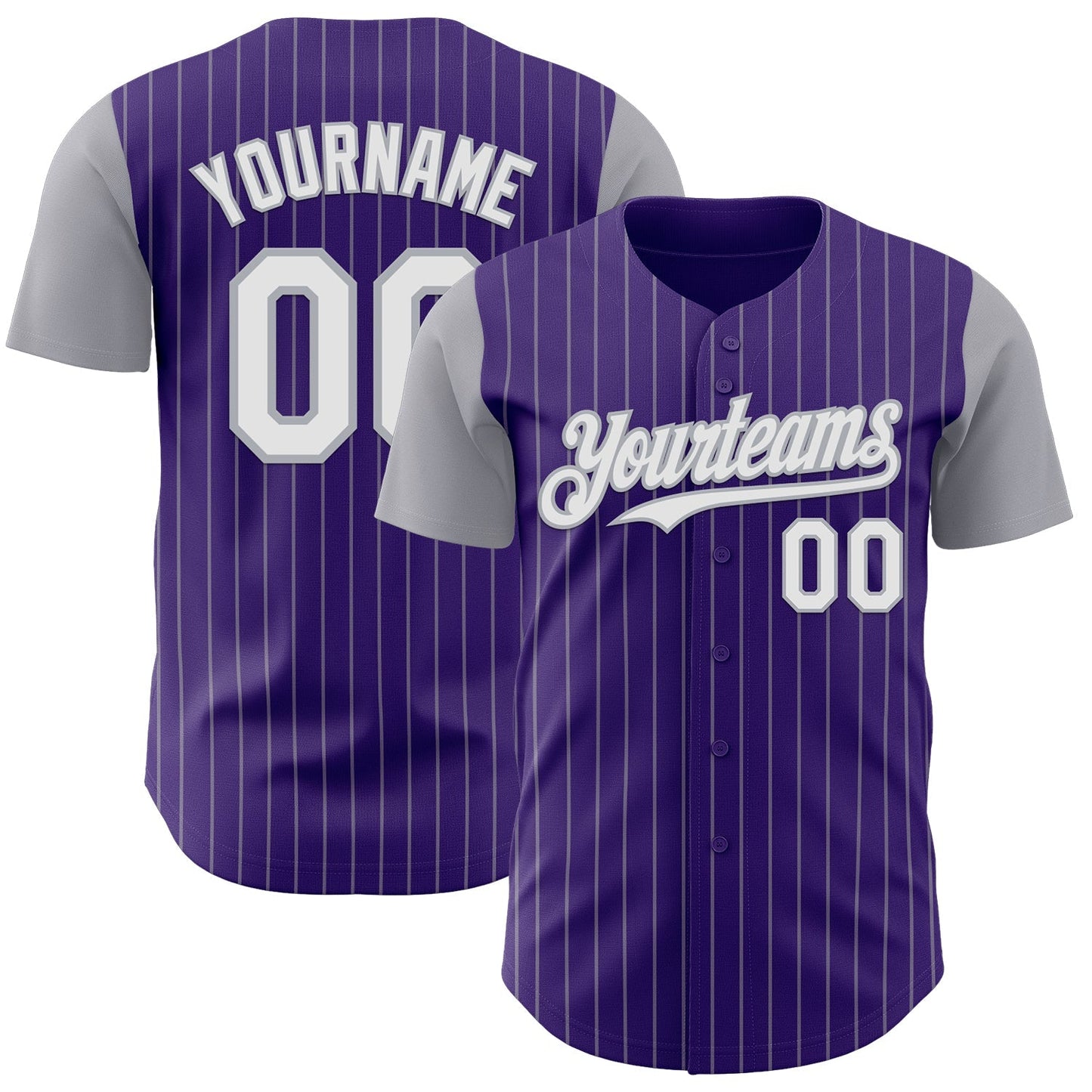 Custom Purple Gray Pinstripe White Authentic Two Tone Baseball Jersey baseball jersey product view 1