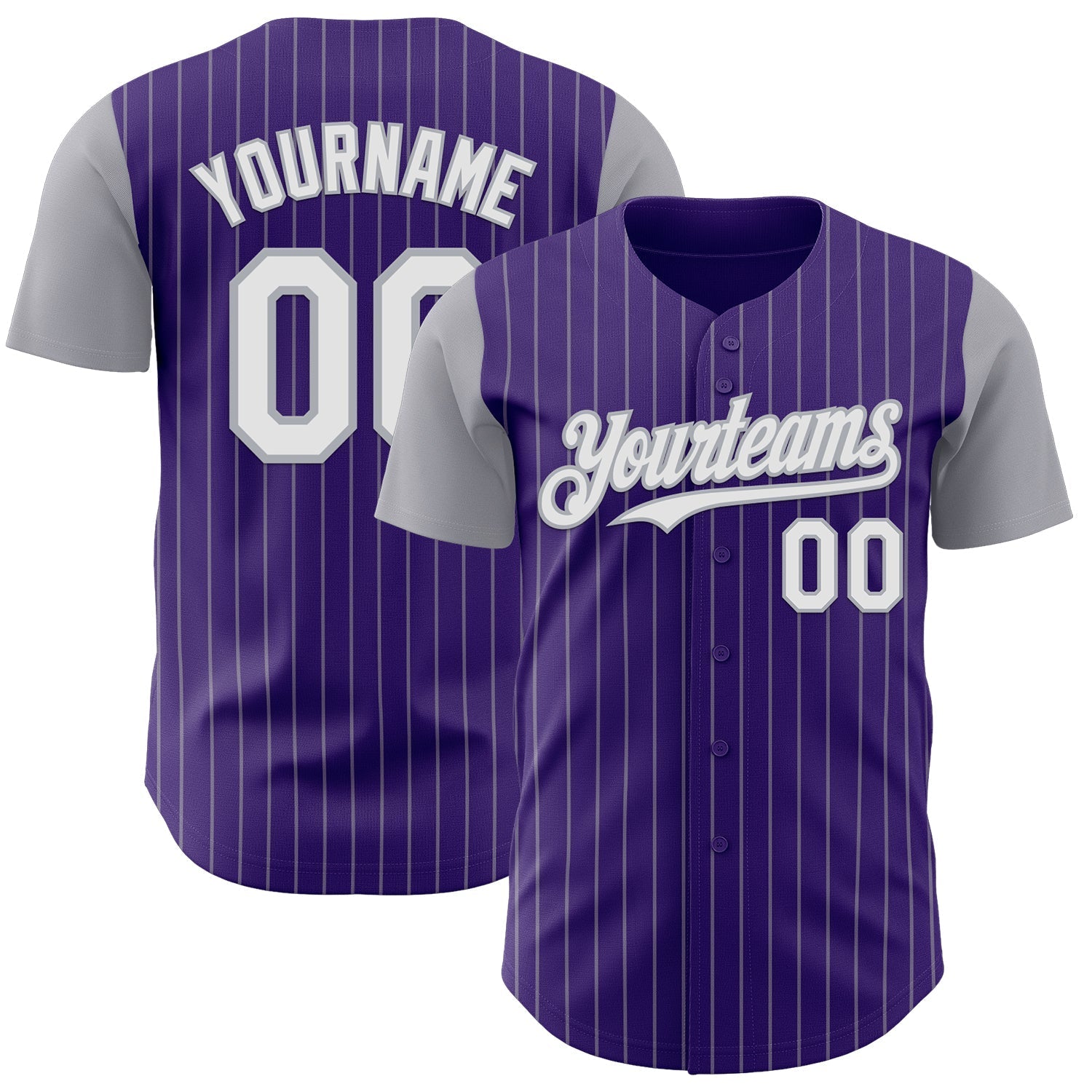 Custom Purple Gray Pinstripe White Authentic Two Tone Baseball Jersey baseball jersey product view 1