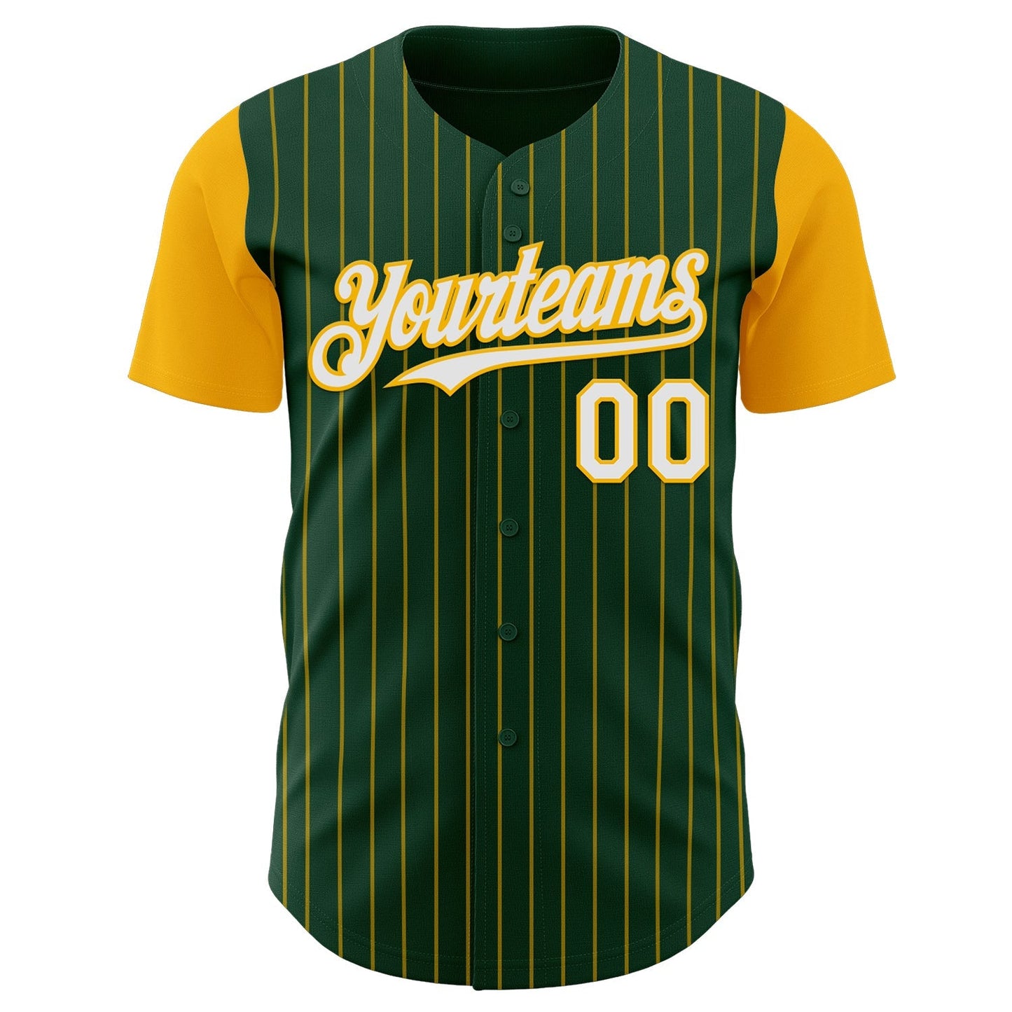 Custom Green Gold Pinstripe White Authentic Two Tone Baseball Jersey baseball jersey product view 2