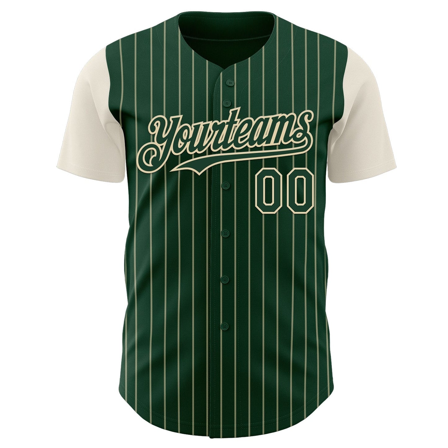 Custom Green Cream Pinstripe Cream Authentic Two Tone Baseball Jersey baseball jersey product view 2
