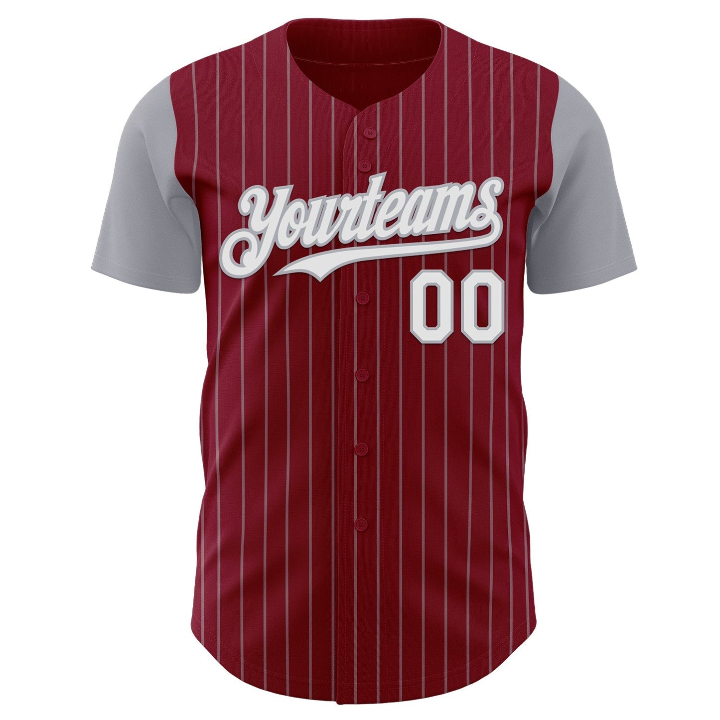 Custom Crimson Gray Pinstripe White Authentic Two Tone Baseball Jersey baseball jersey product view 2