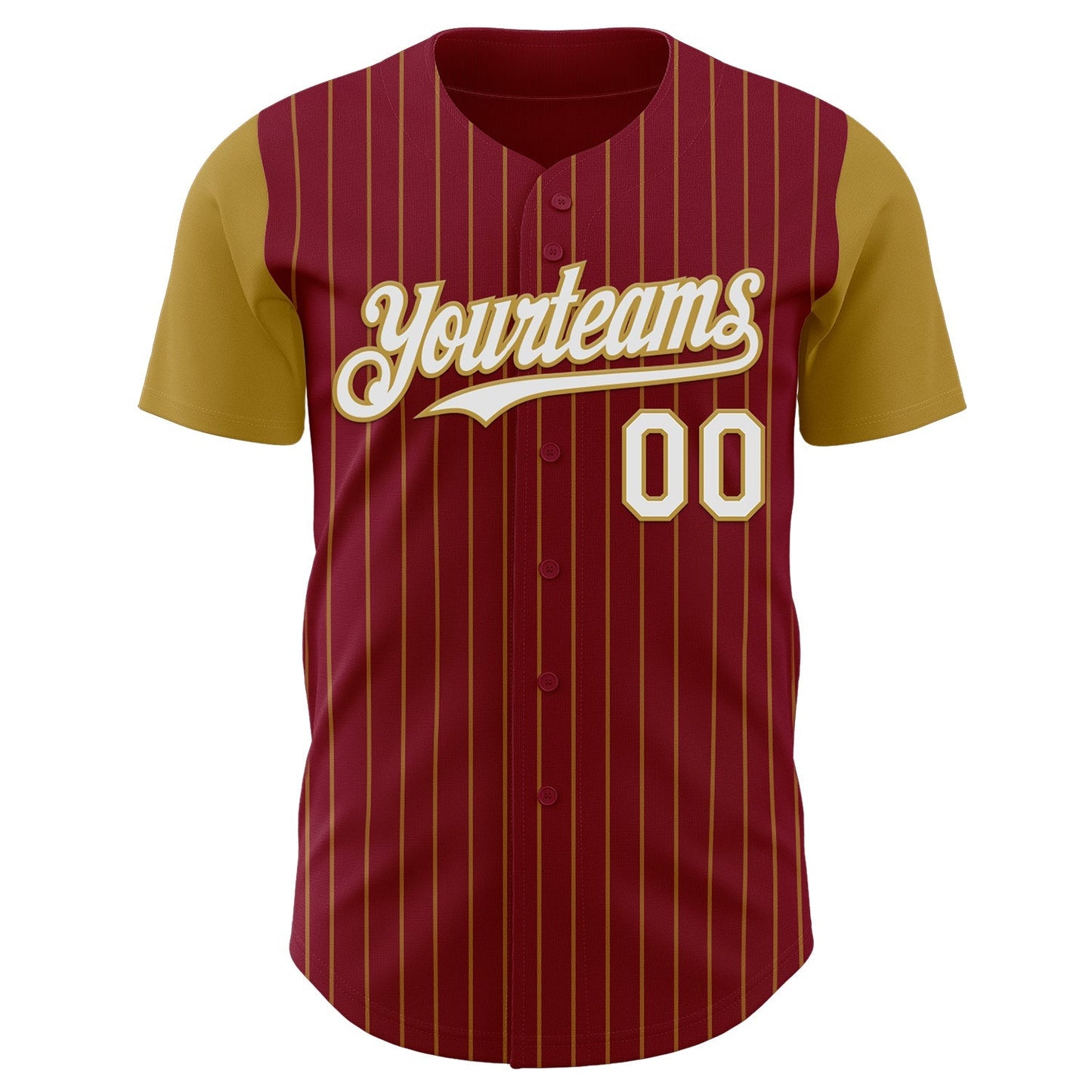 Custom Crimson Old Gold Pinstripe White Authentic Two Tone Baseball Jersey baseball jersey product view 2