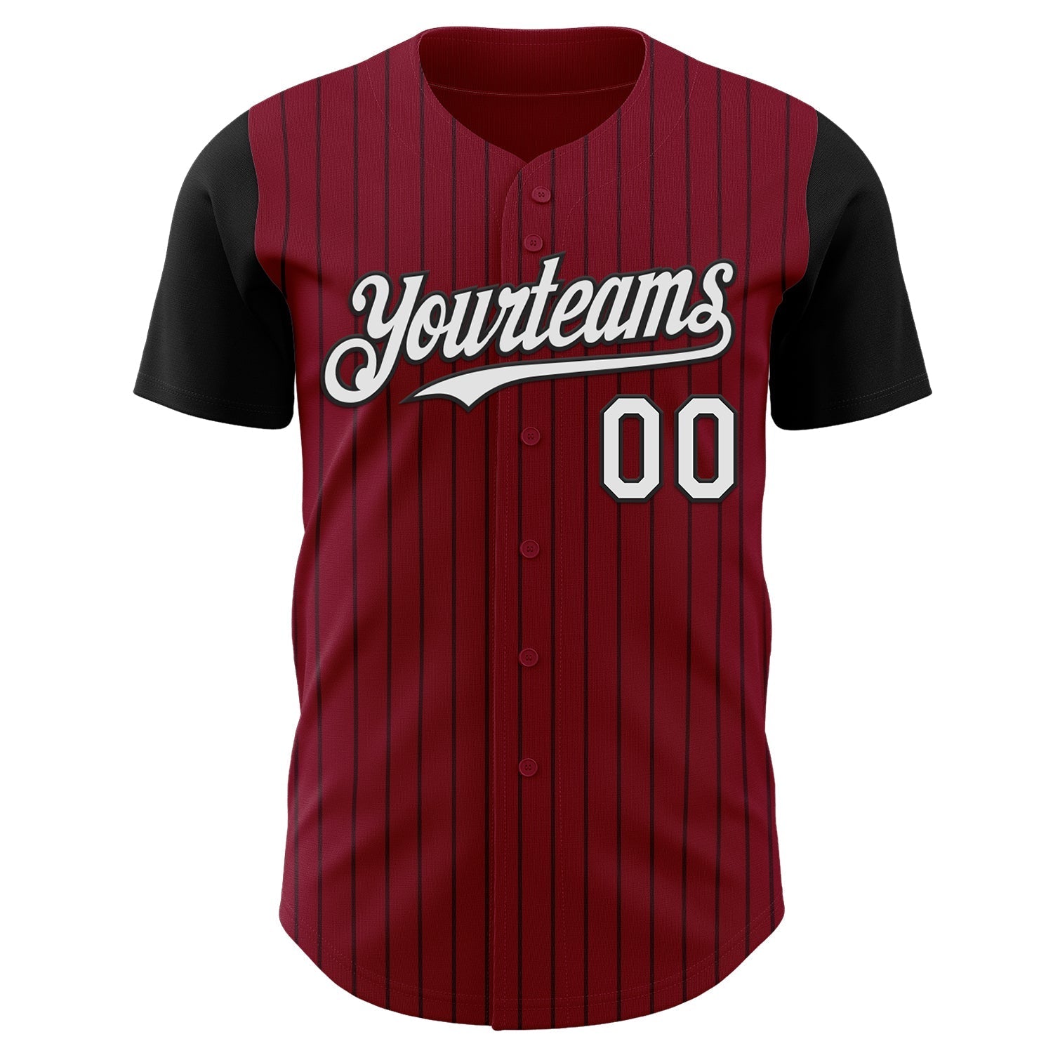 Custom Crimson Black Pinstripe White Authentic Two Tone Baseball Jersey baseball jersey product view 2