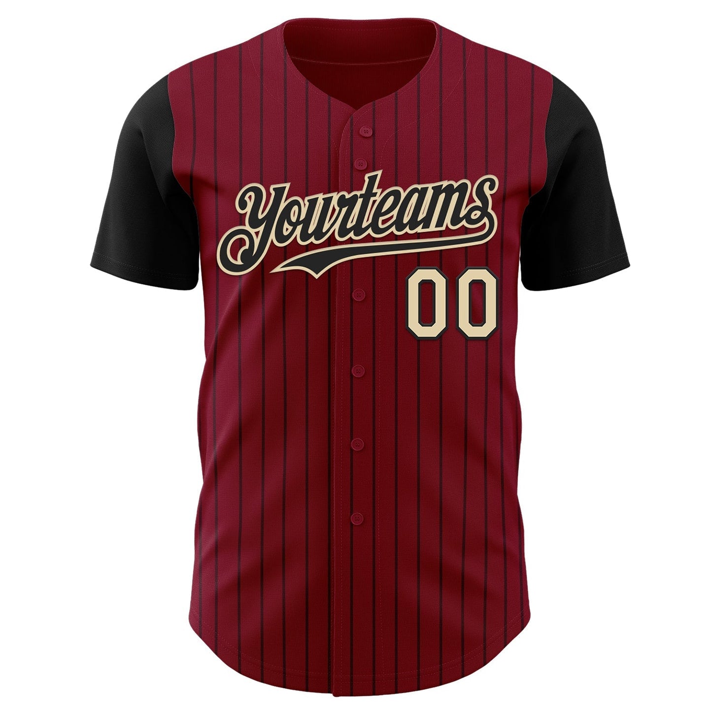 Custom Crimson Black Pinstripe Cream Authentic Two Tone Baseball Jersey baseball jersey product view 2