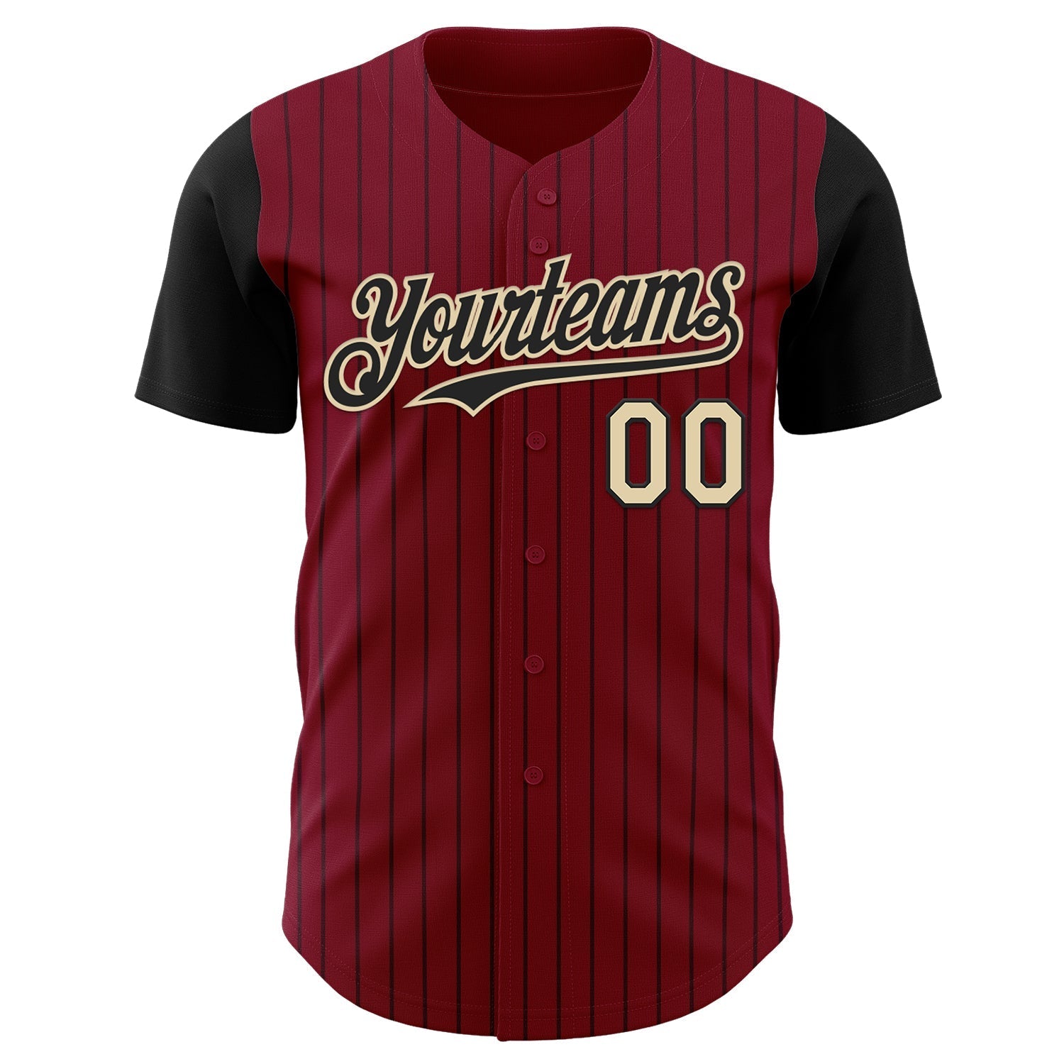 Custom Crimson Black Pinstripe Cream Authentic Two Tone Baseball Jersey baseball jersey product view 2
