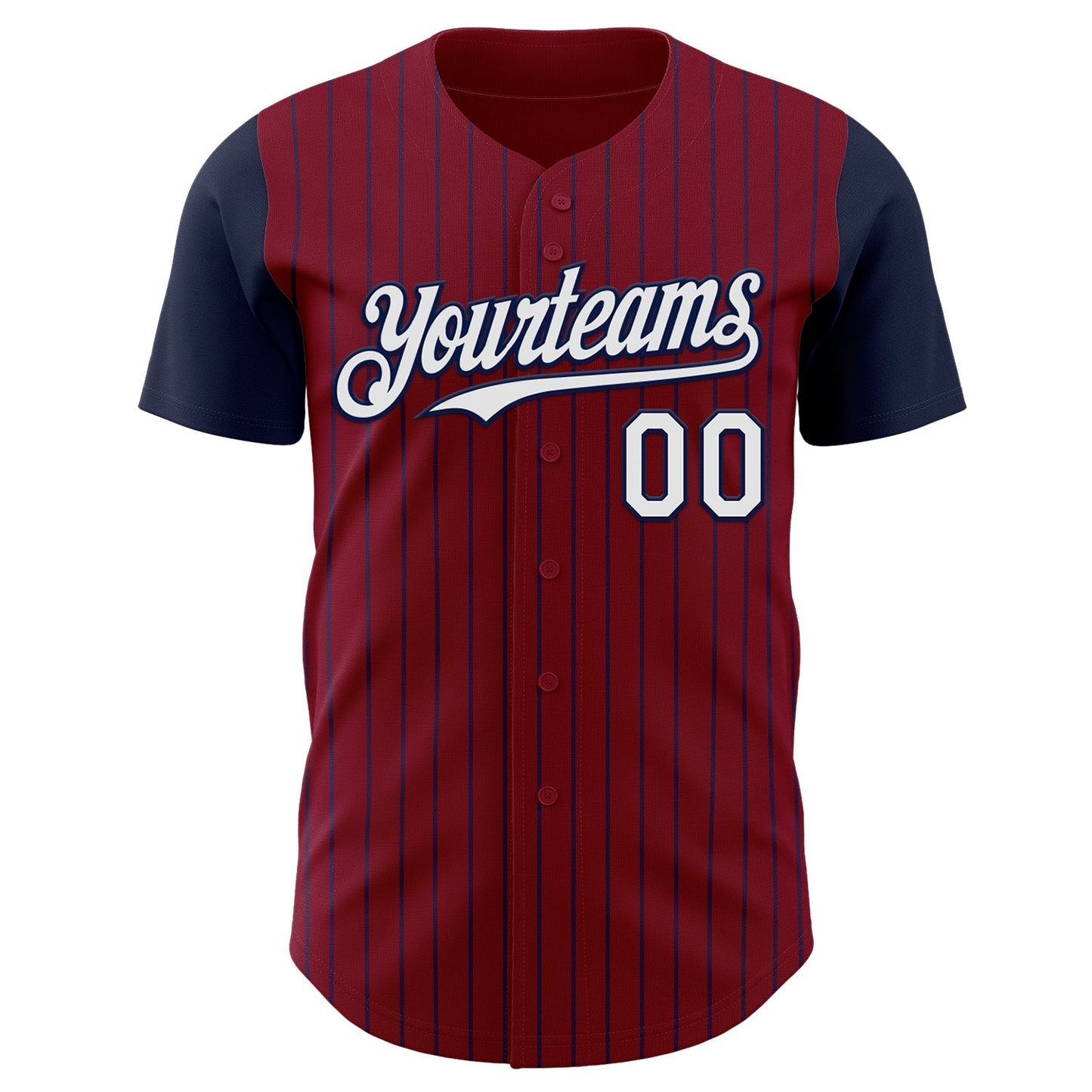 Custom Crimson Navy Pinstripe White Authentic Two Tone Baseball Jersey baseball jersey product view 2
