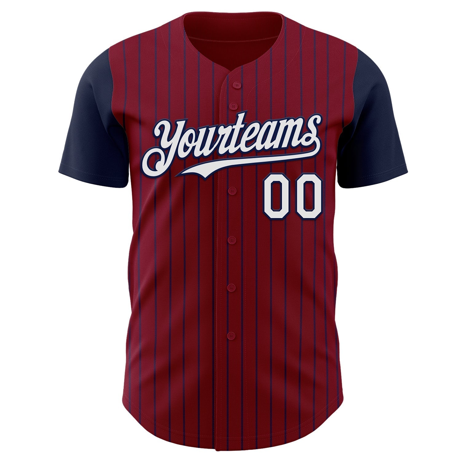 Custom Crimson Navy Pinstripe White Authentic Two Tone Baseball Jersey baseball jersey product view 2