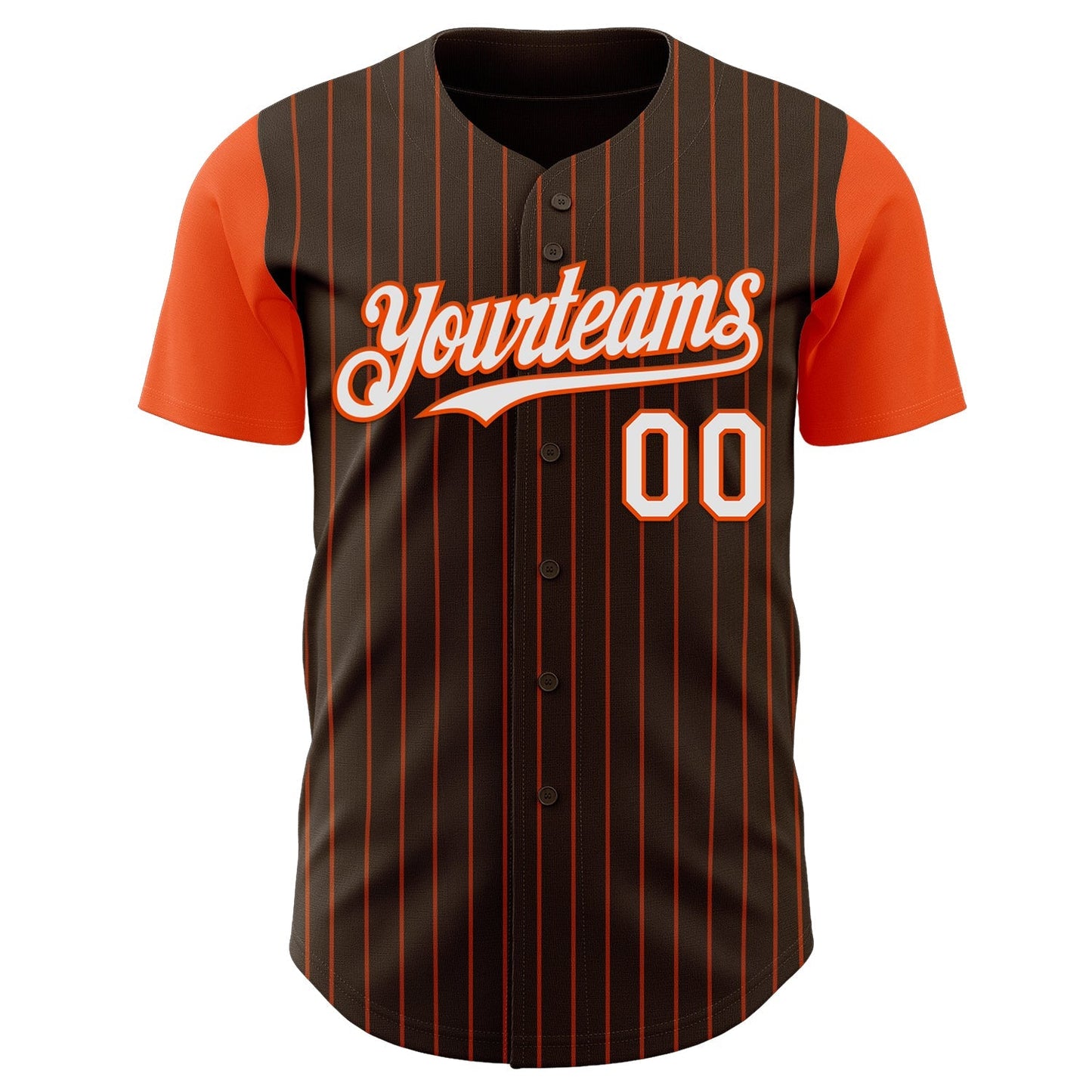 Custom Brown Orange Pinstripe White Authentic Two Tone Baseball Jersey baseball jersey product view 2