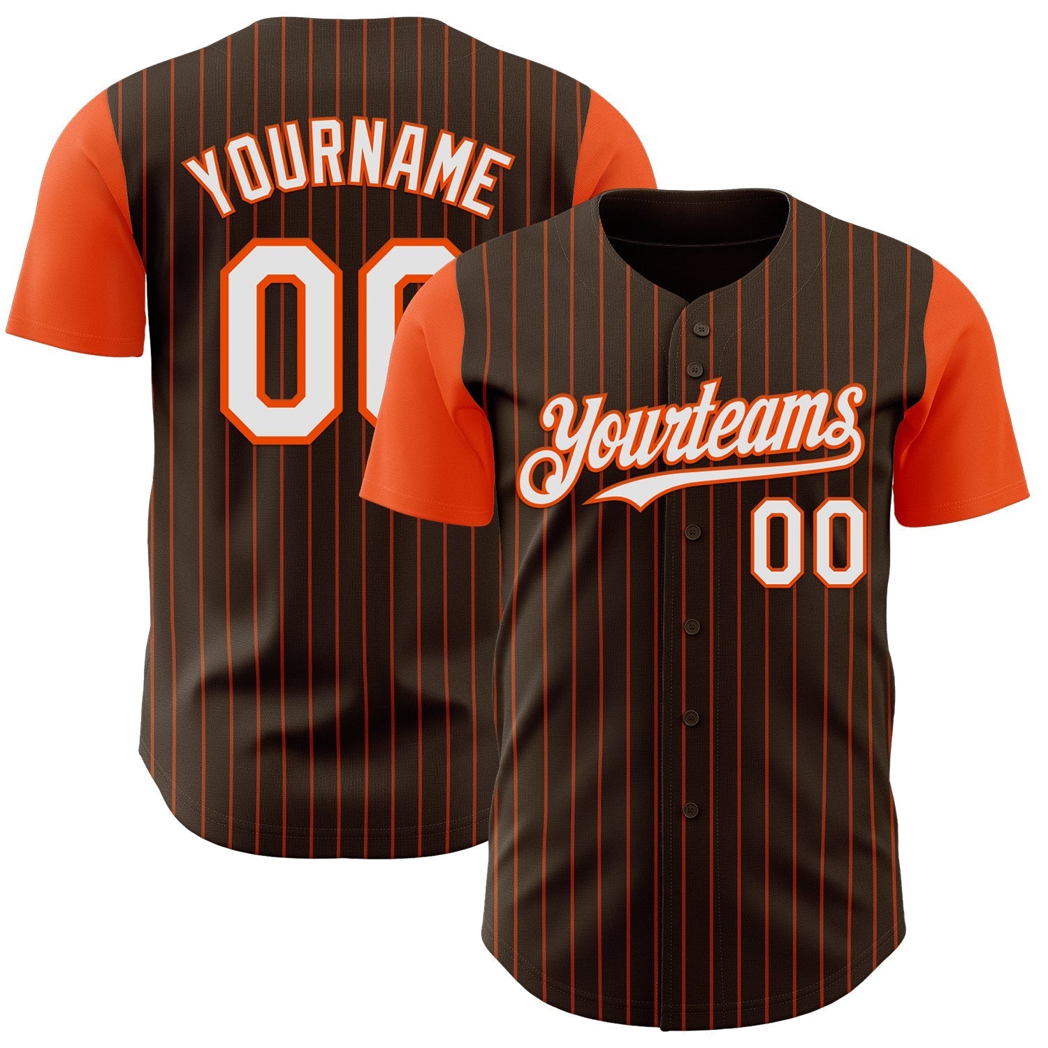 Custom Brown Orange Pinstripe White Authentic Two Tone Baseball Jersey baseball jersey product view 1