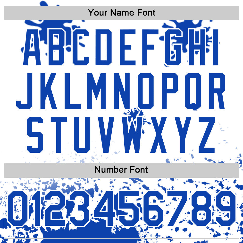 Custom White Thunder Blue Splatter Camo Two Tone Authentic Baseball Jersey baseball jersey product view 5
