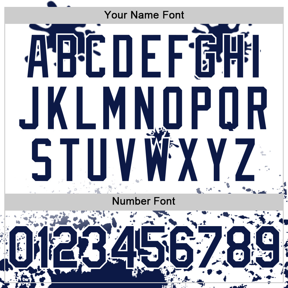 Custom White Navy-Teal Splatter Camo Two Tone Authentic Baseball Jersey baseball jersey product view 5