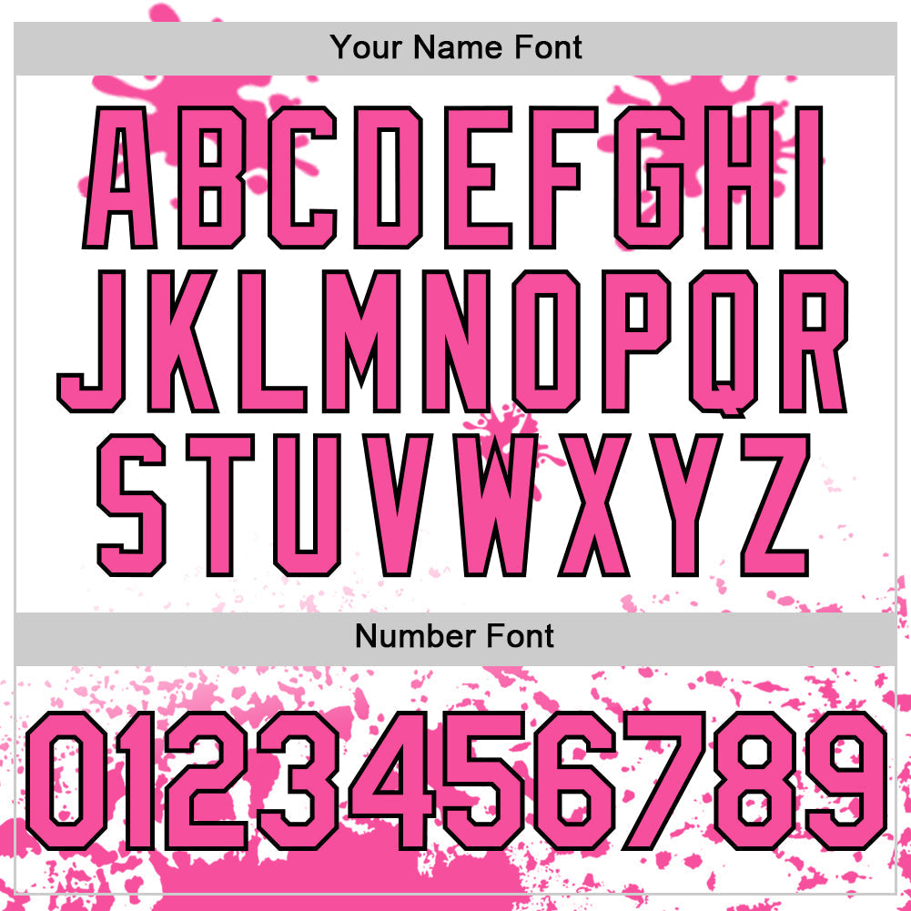 Custom White Pink Black-Blue Splatter Camo Two Tone Authentic Baseball Jersey baseball jersey product view 5