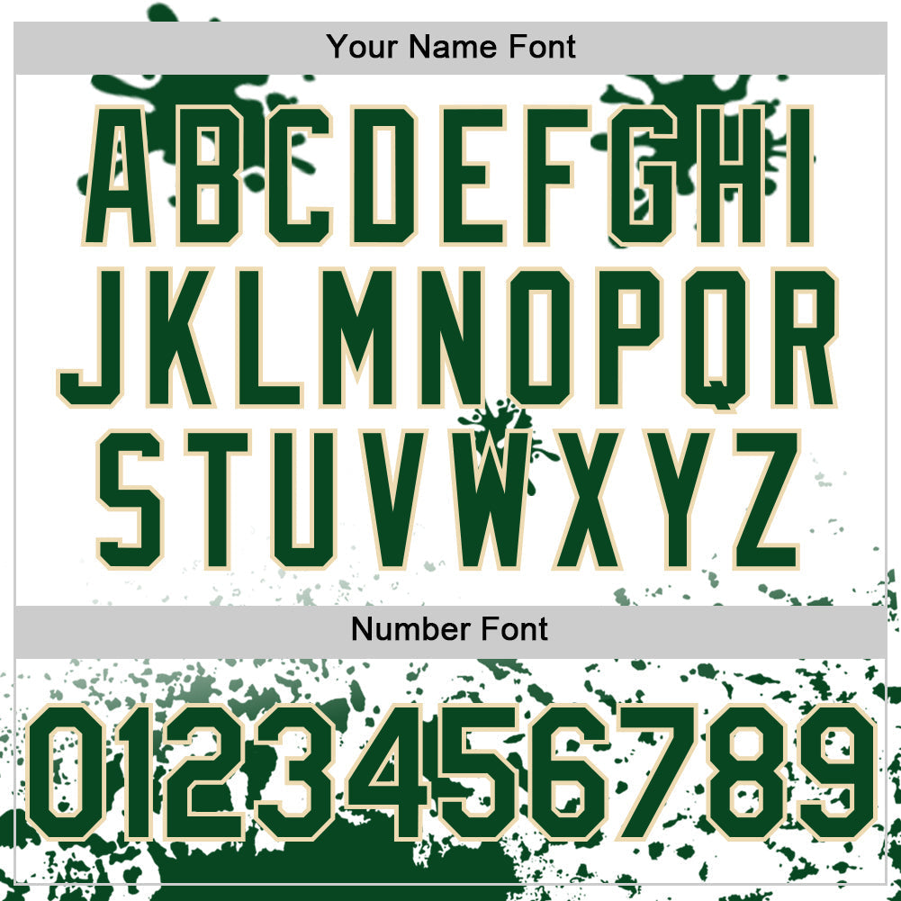 Custom White Green-Cream Splatter Camo Two Tone Authentic Baseball Jersey baseball jersey product view 5