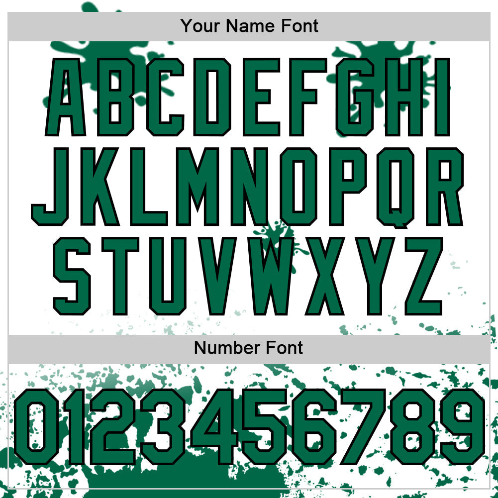Custom White Kelly Green-Black Splatter Camo Two Tone Authentic Baseball Jersey baseball jersey product view 5